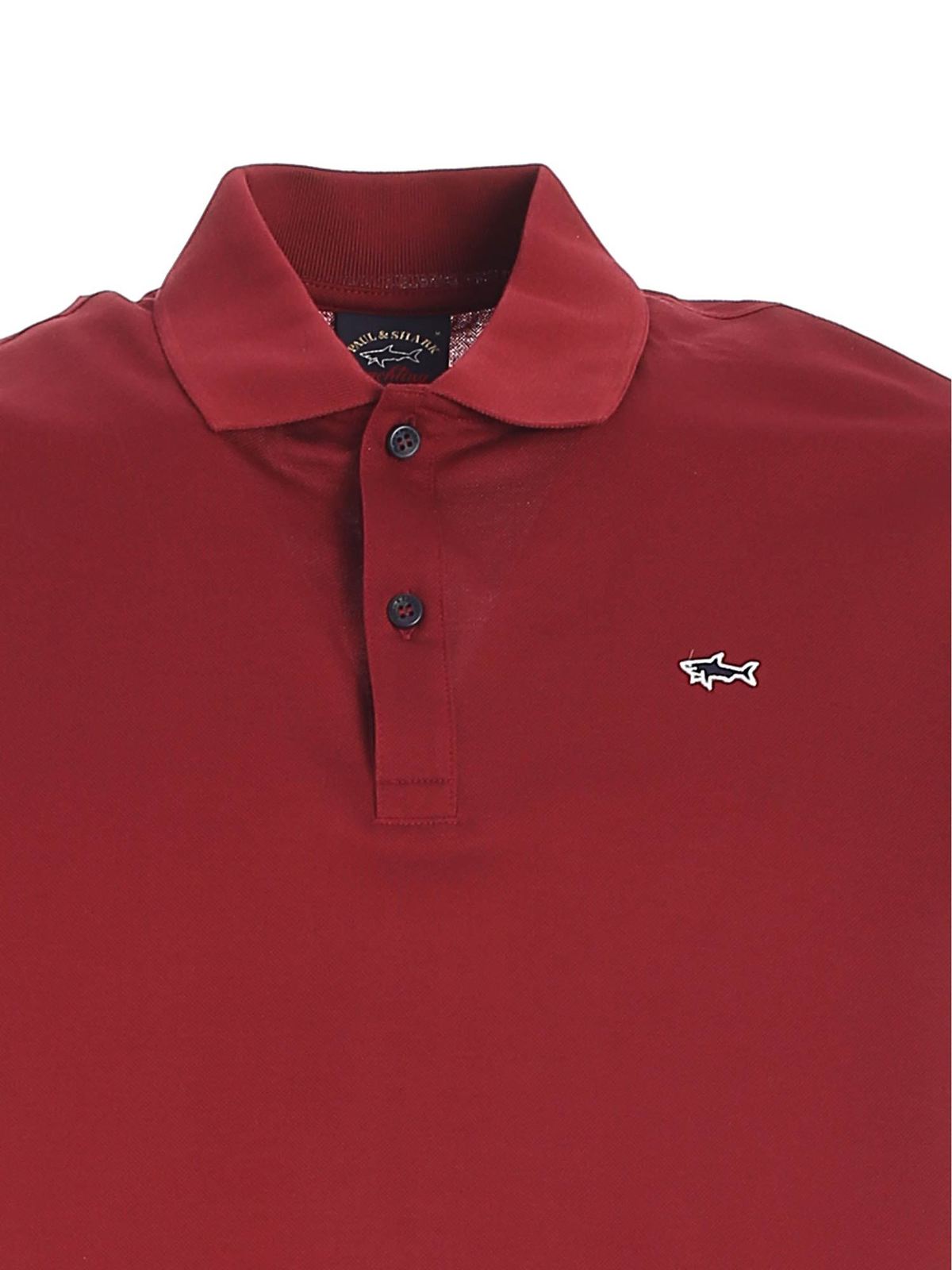 Cokes Wreed Aubergine Polo shirts Paul & Shark - Logo patch polo shirt in burgundy - C0P1013142