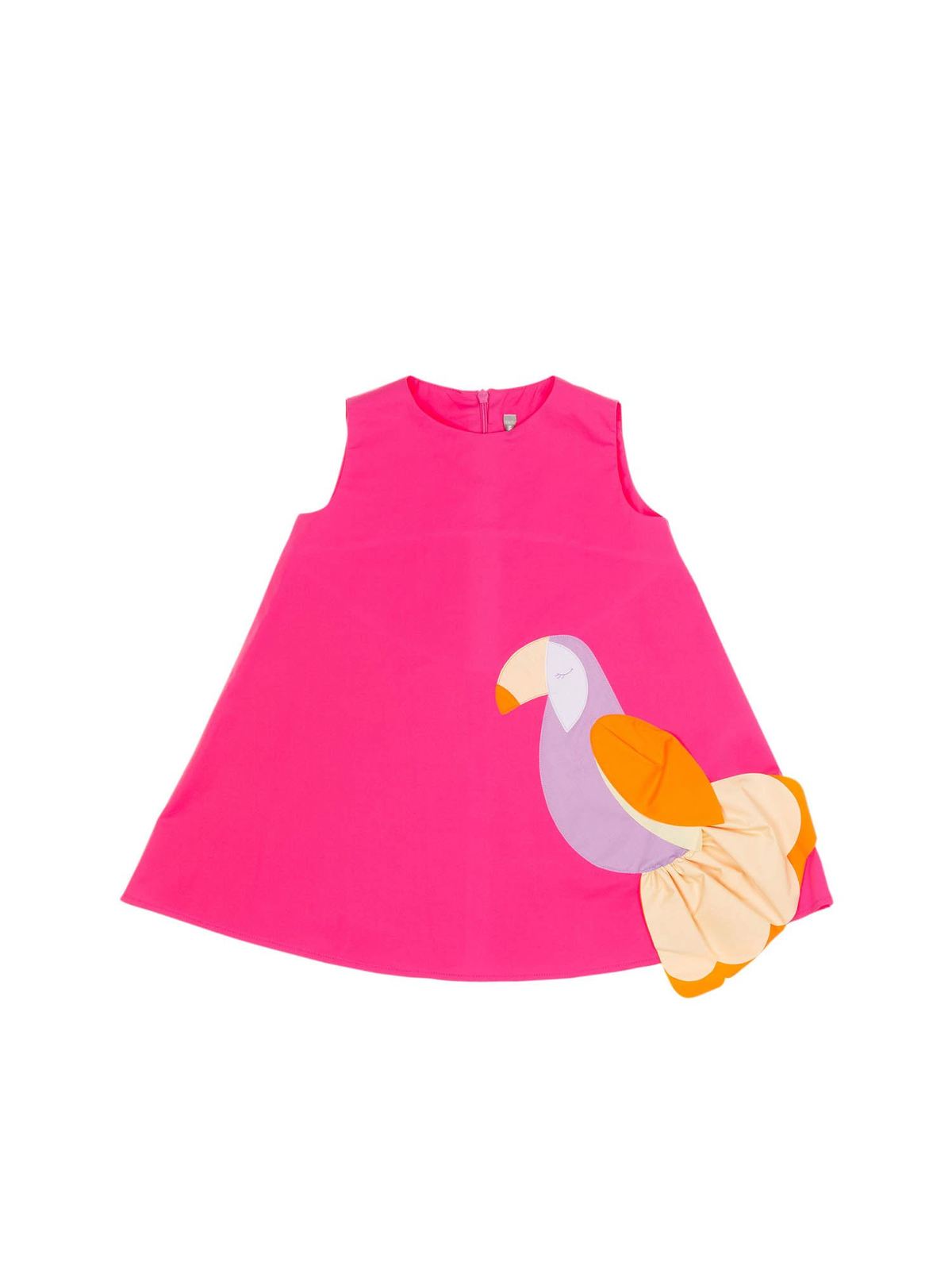 Il Gufo Kids' Toucan Dress In Ortensia Color In Fuchsia