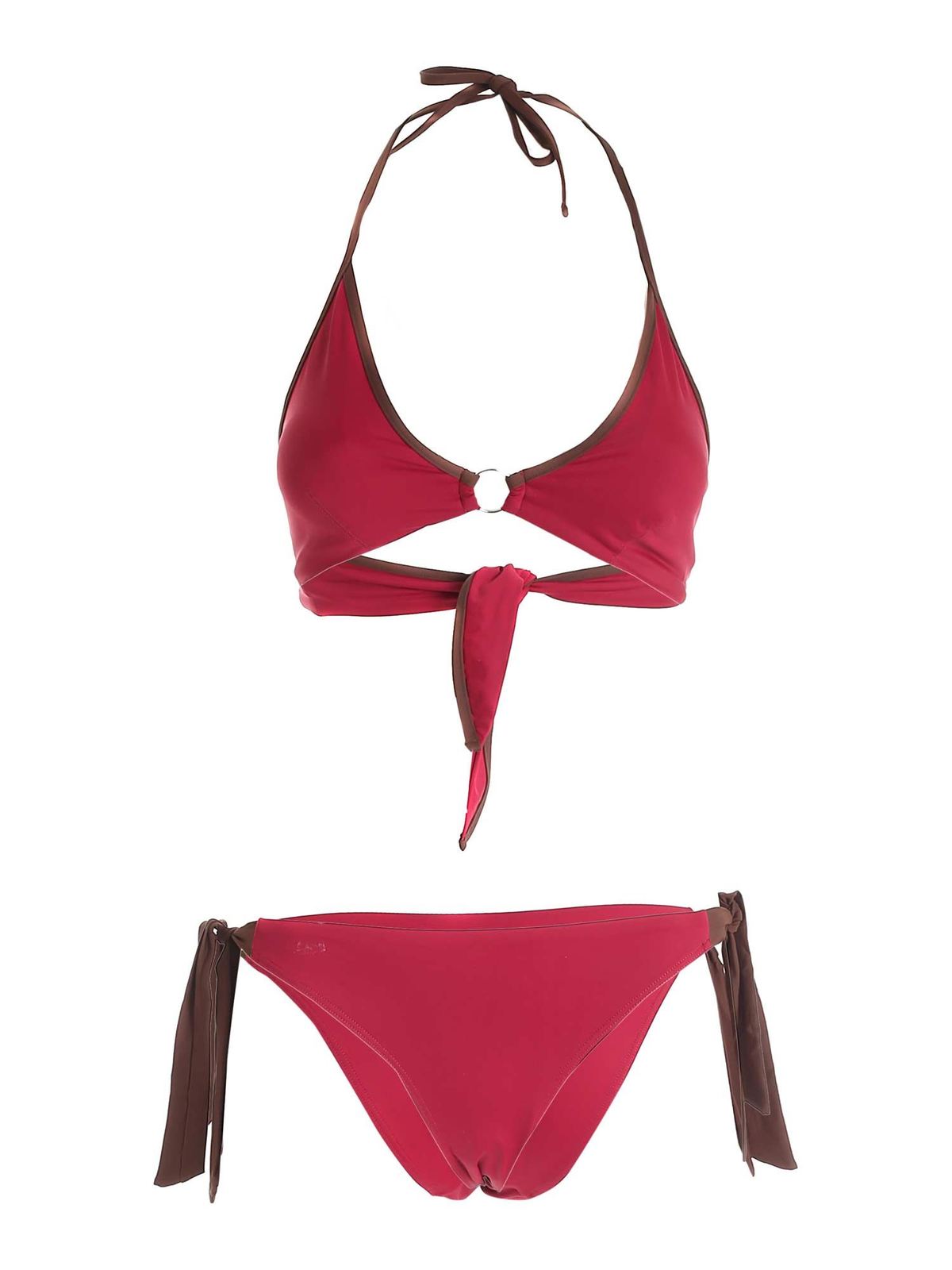 Max Mara 1liuto Bikini Top In Burgundy In Red