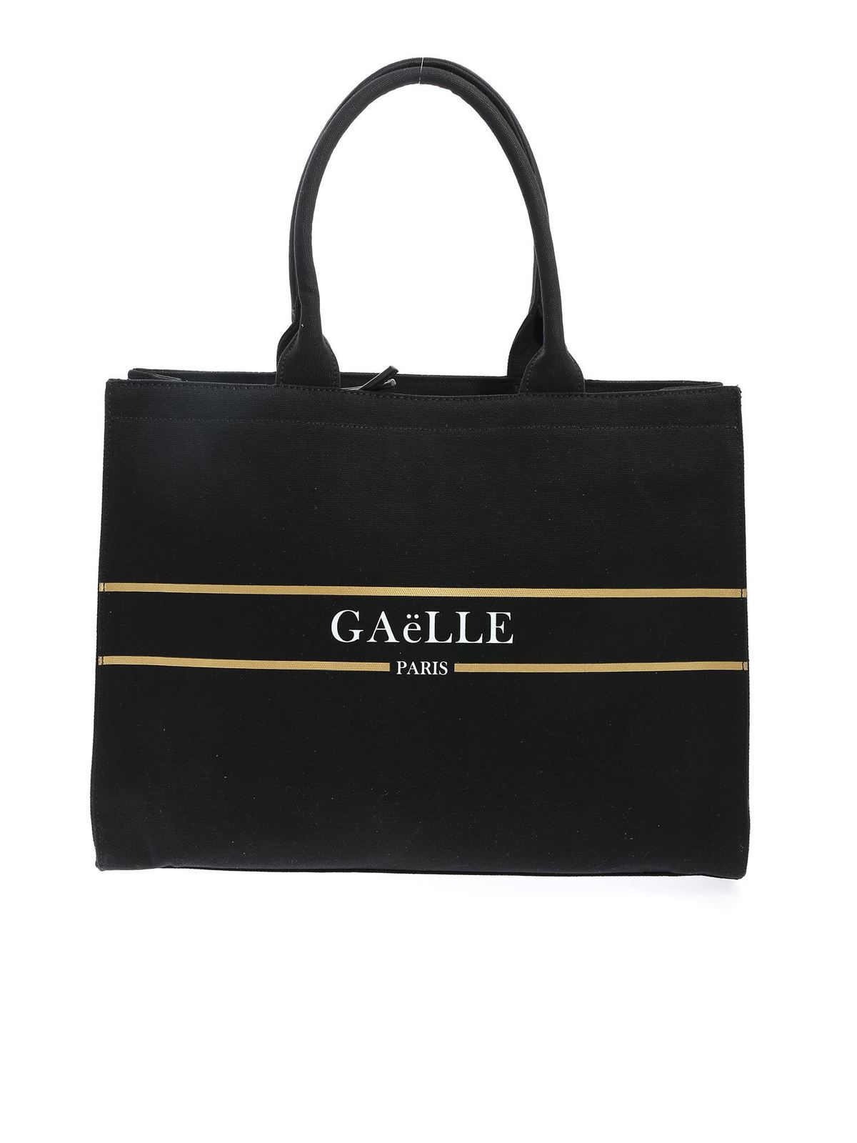 Gaelle Paris Canvas Branded Shoulder Bag In Black