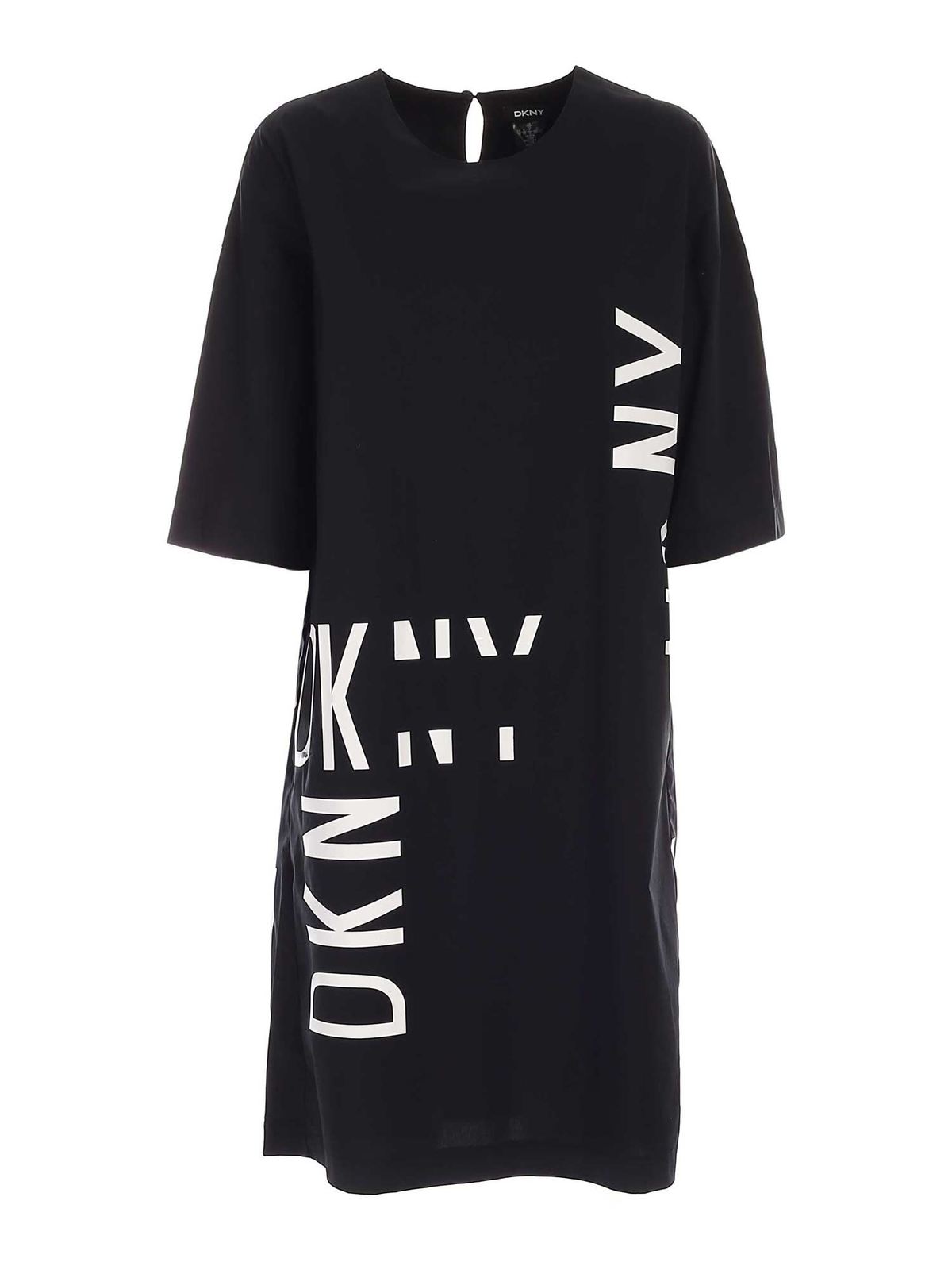 Dkny Lettering Logo Dress In Black | ModeSens