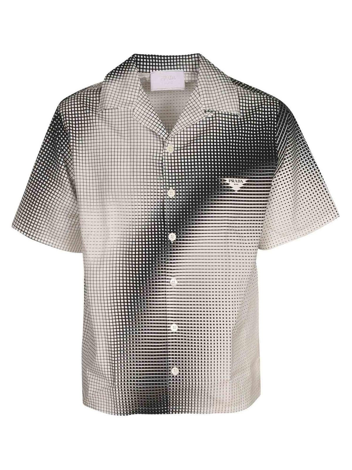 prada shirt black and white