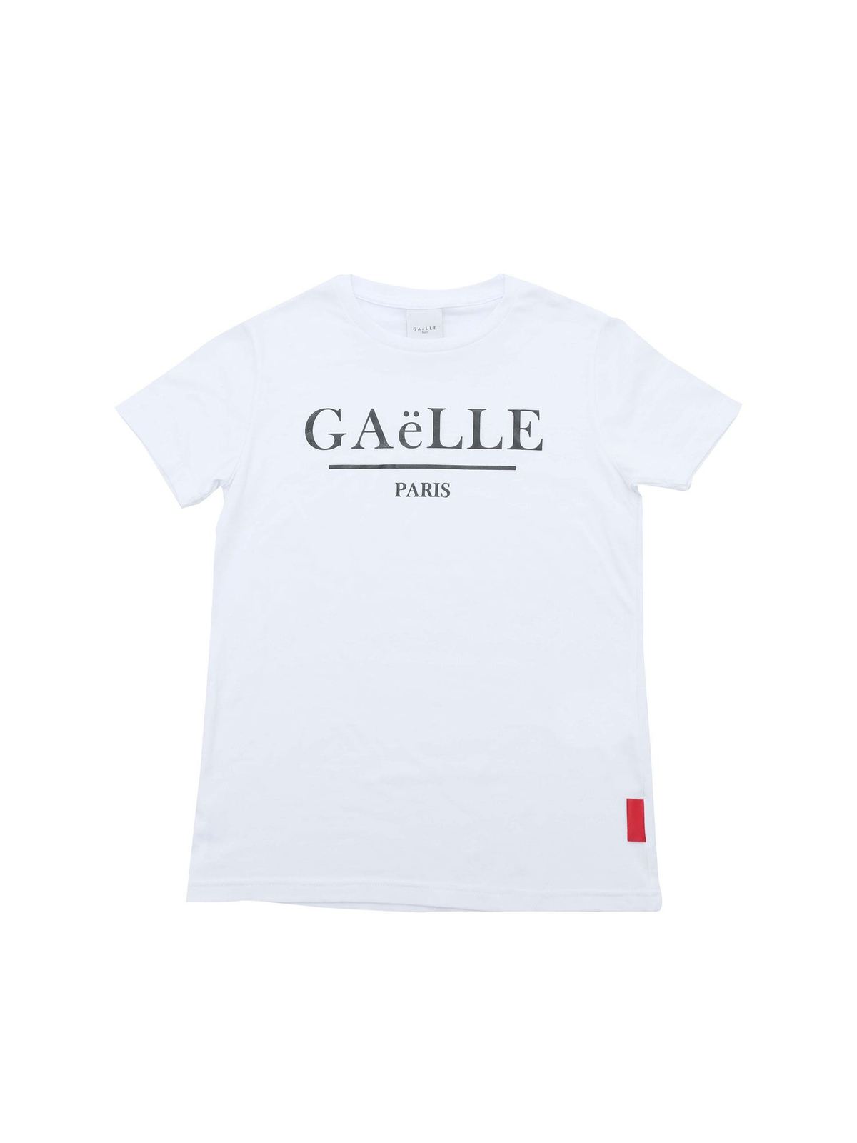 GAELLE PARIS WHITE T-SHIRT WITH FRONT LOGO