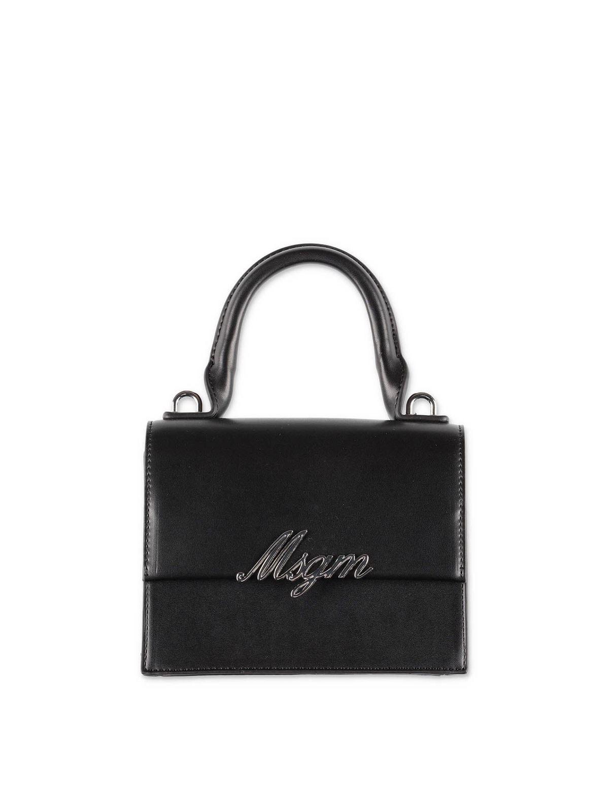 Msgm Kids' Logo Handbag In Black