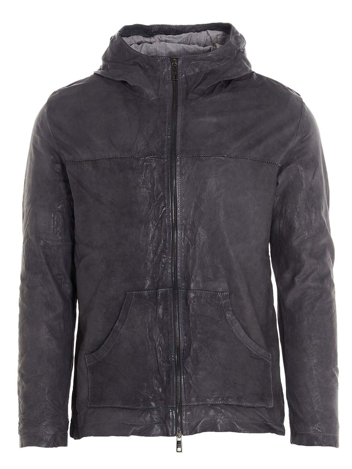 Leather jacket Giorgio Brato - Wrinkled leather jacket in grey ...