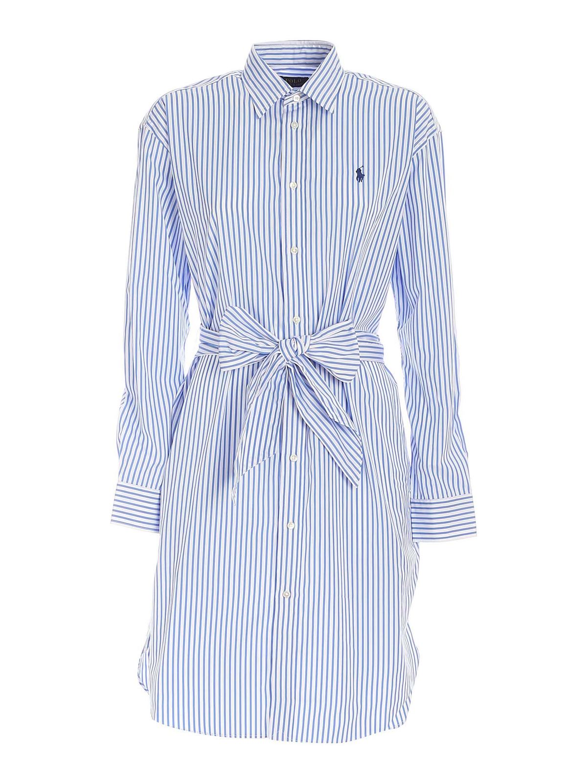 Short dresses Polo Ralph Lauren - Striped dress in light blue and white -  211781122001