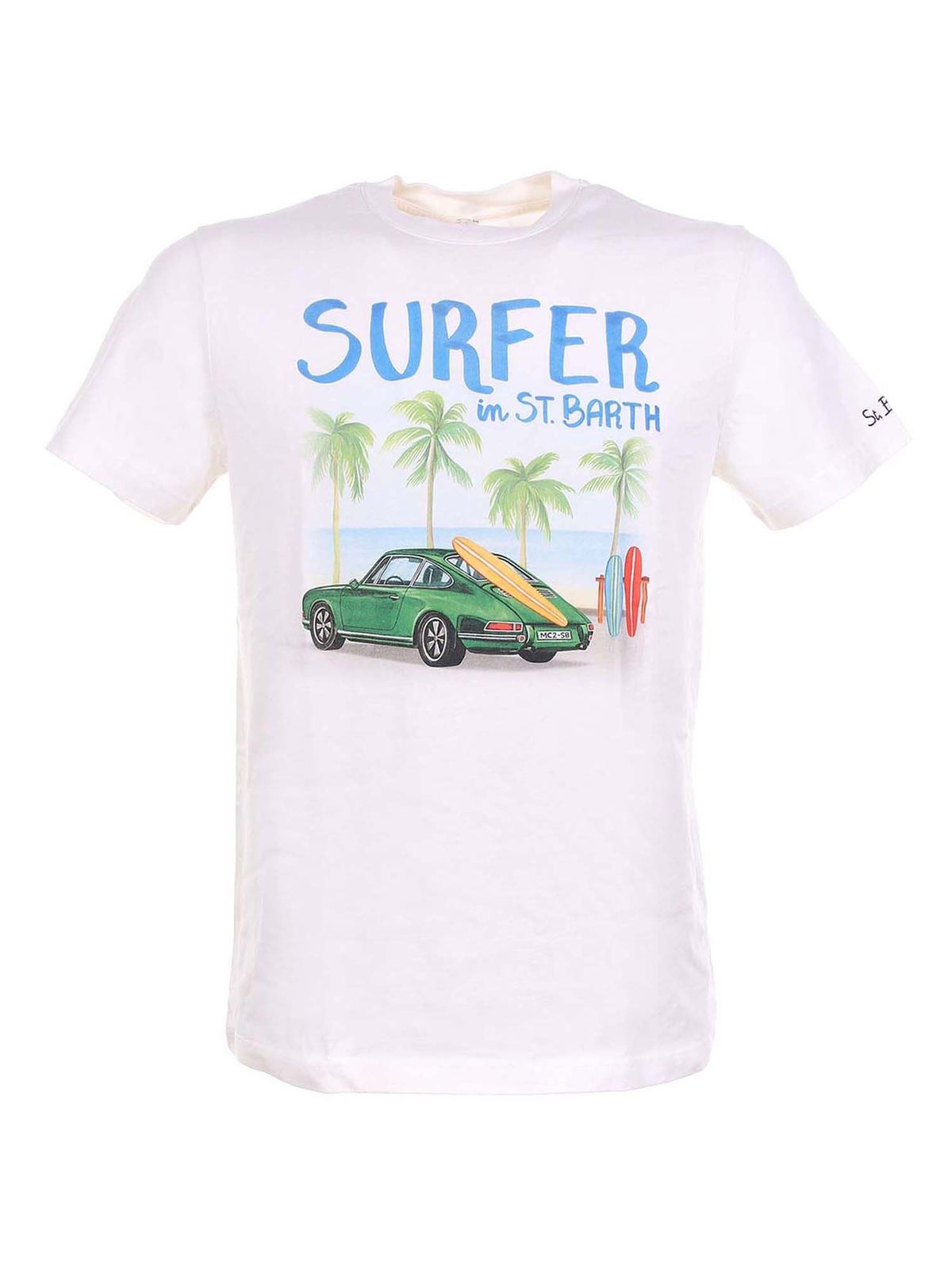 T-shirts Mc2 Saint Barth - Surfer T-shirt in white - TSHM001CASE11