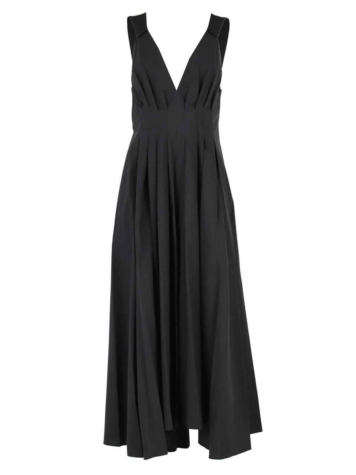 Brunello Cucinelli - Pleated dress in black - knee length dresses ...
