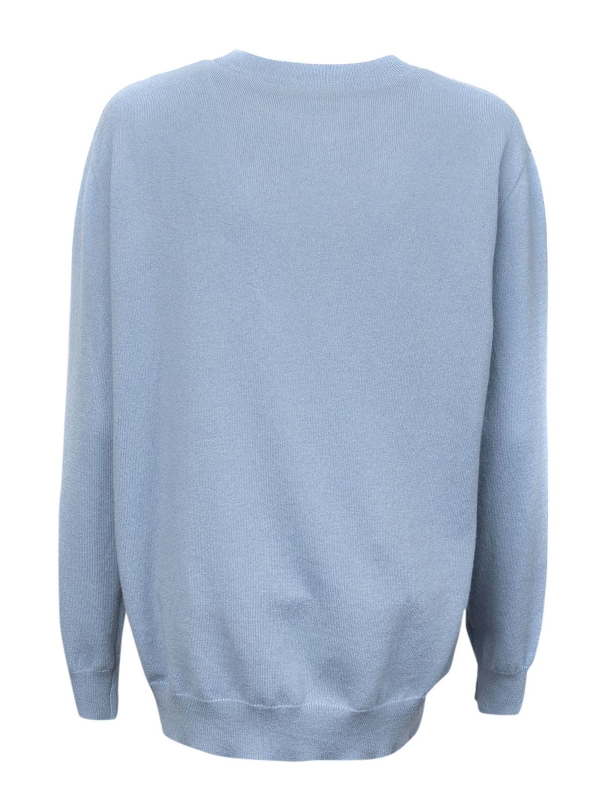 Crew necks Brunello Cucinelli - Faux pocket sweater in light blue ...