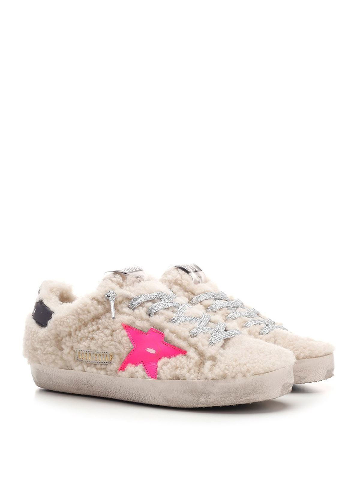Super-Star Sneakers In Shearling With Gold 3D Star