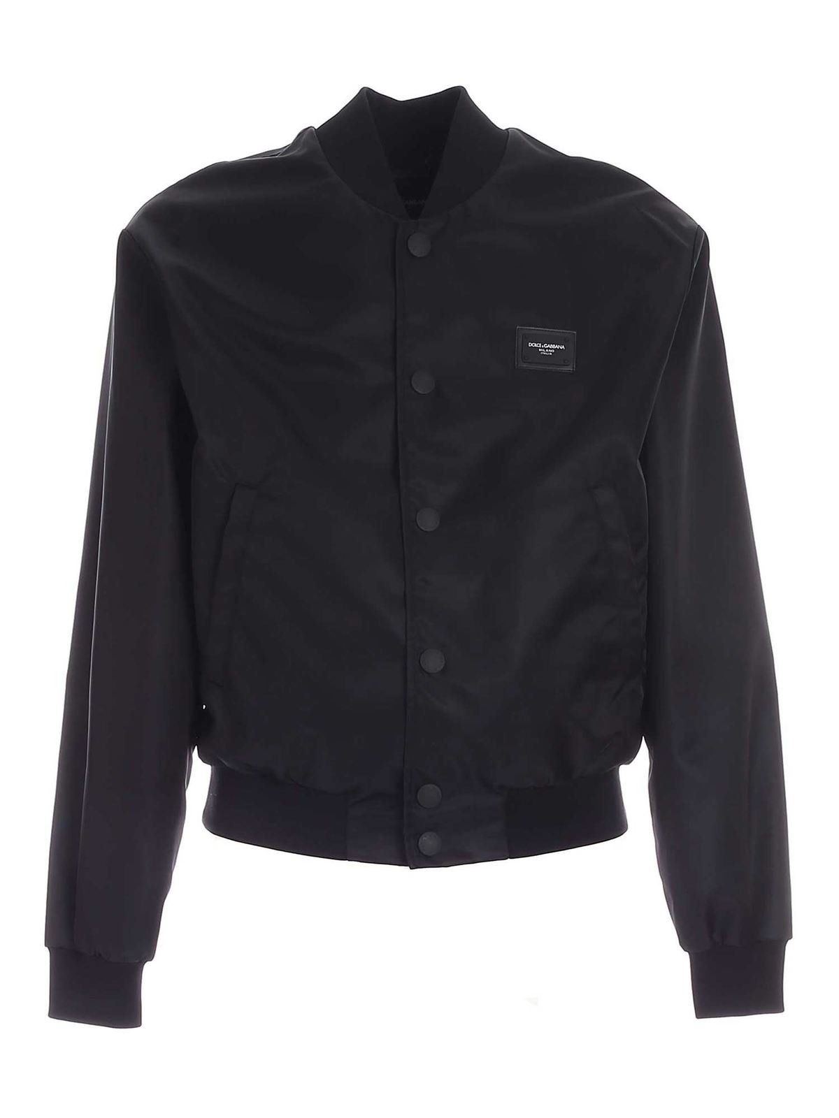 Bombers Dolce & Gabbana - Logo plaque bomber jacket in black ...