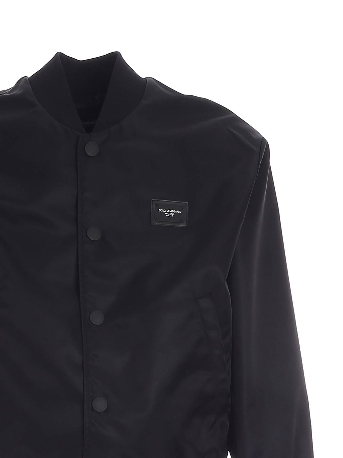 Bombers Dolce & Gabbana - Logo plaque bomber jacket in black ...