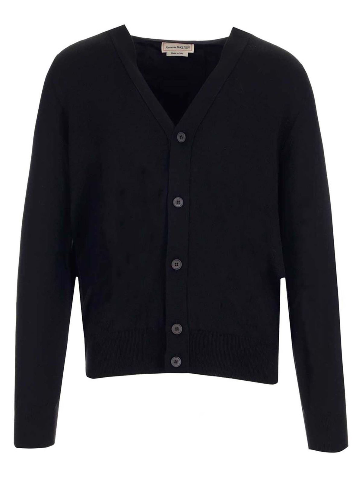 Cardigans Alexander Mcqueen - Wool cardigan in black - 663622Q1XBM1016