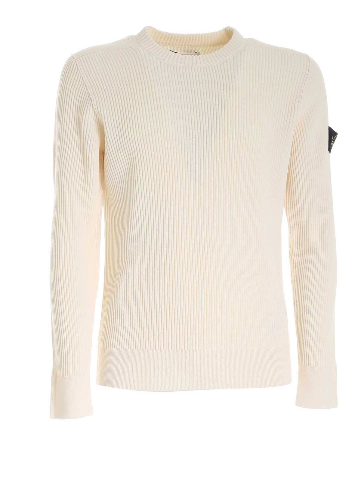 Logo patch sweater in cream color 