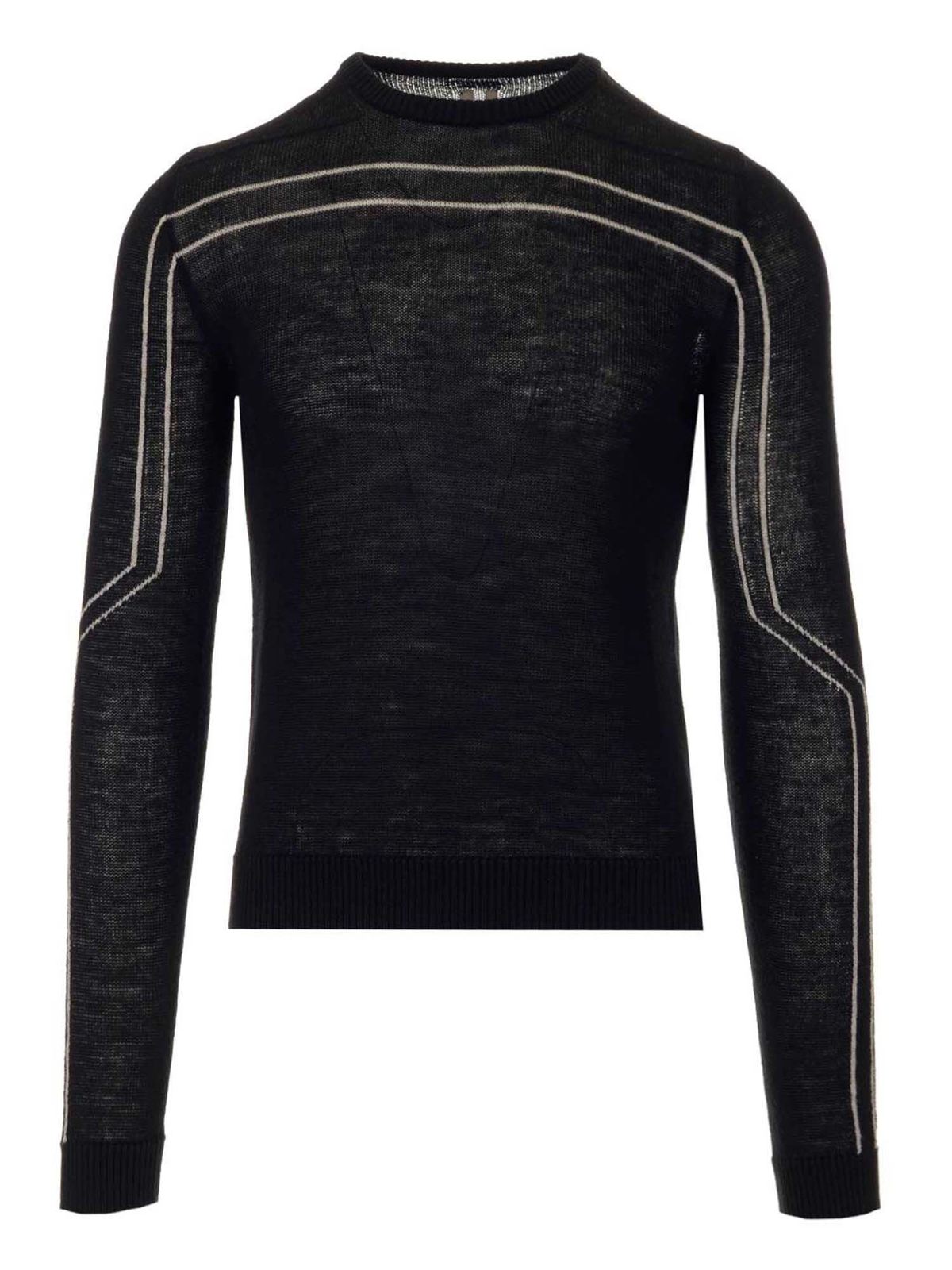 Crew necks Rick Owens - Biker round neck sweater in black