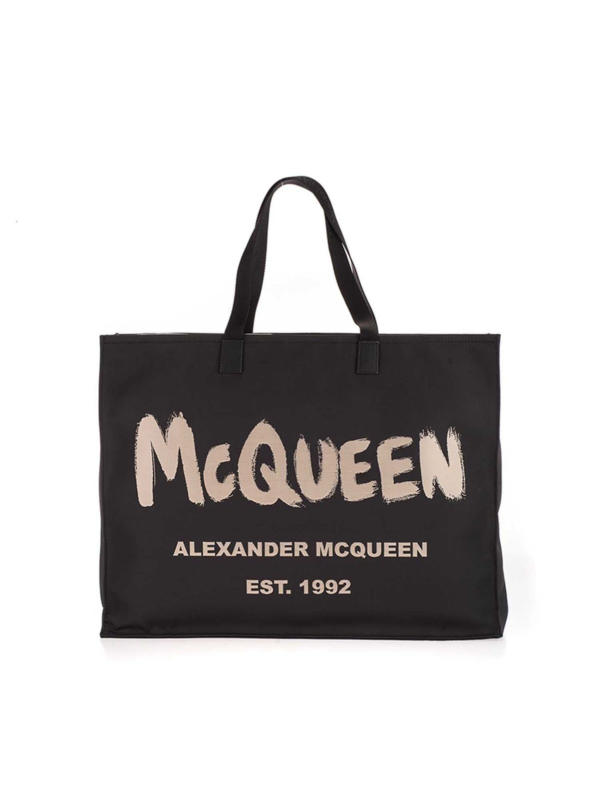 Totes bags Alexander Mcqueen - Graffiti East West tote bag in black ...