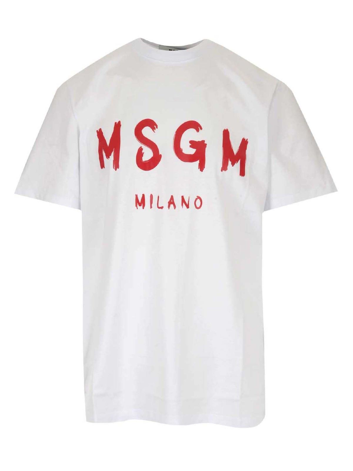 Click to view more detailed imagery on our partner's website Msgm Logo T-shirt In White And Red