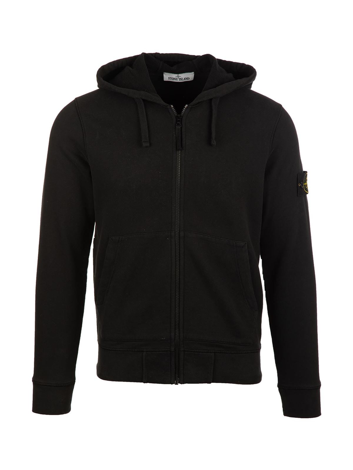 Zip and hood sweatshirt in black