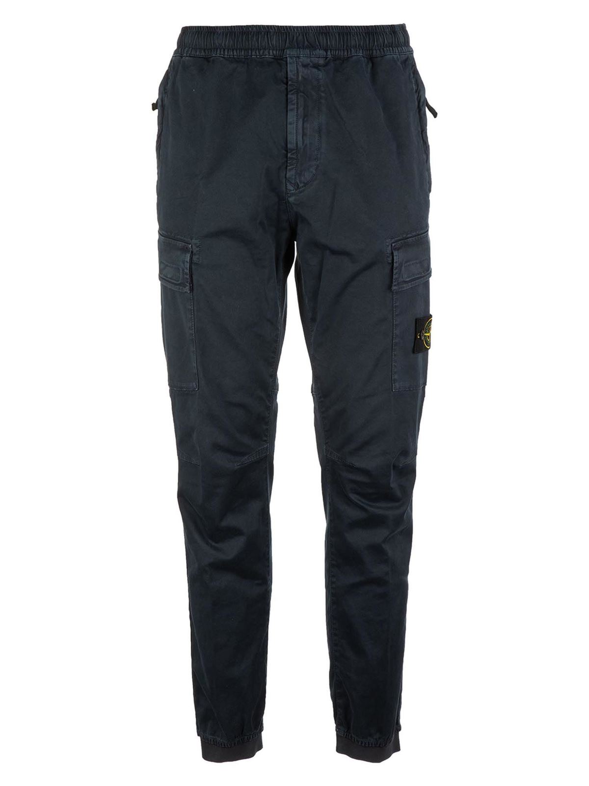 Logo patch cargo pants in blue 