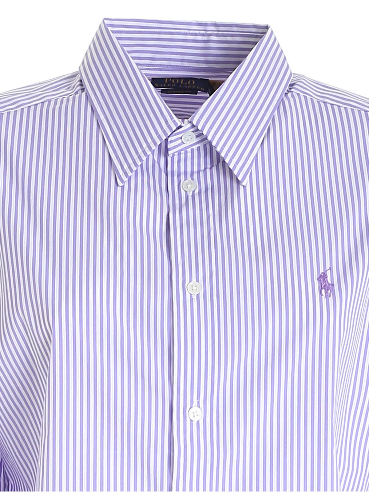 Shirts Polo Ralph Lauren - Striped pattern shirt in purple and white -  211780676005