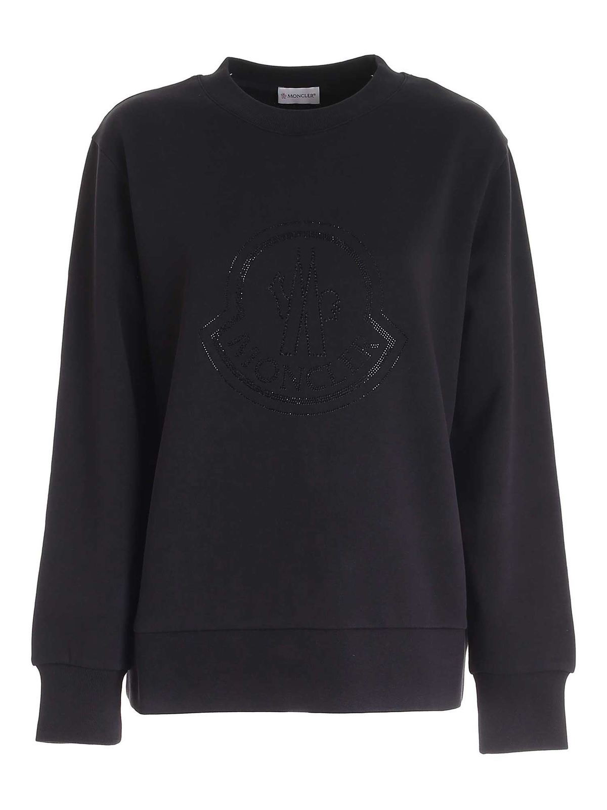 Sweatshirts & Sweaters Moncler - Rhinestone logo sweatshirt in black ...
