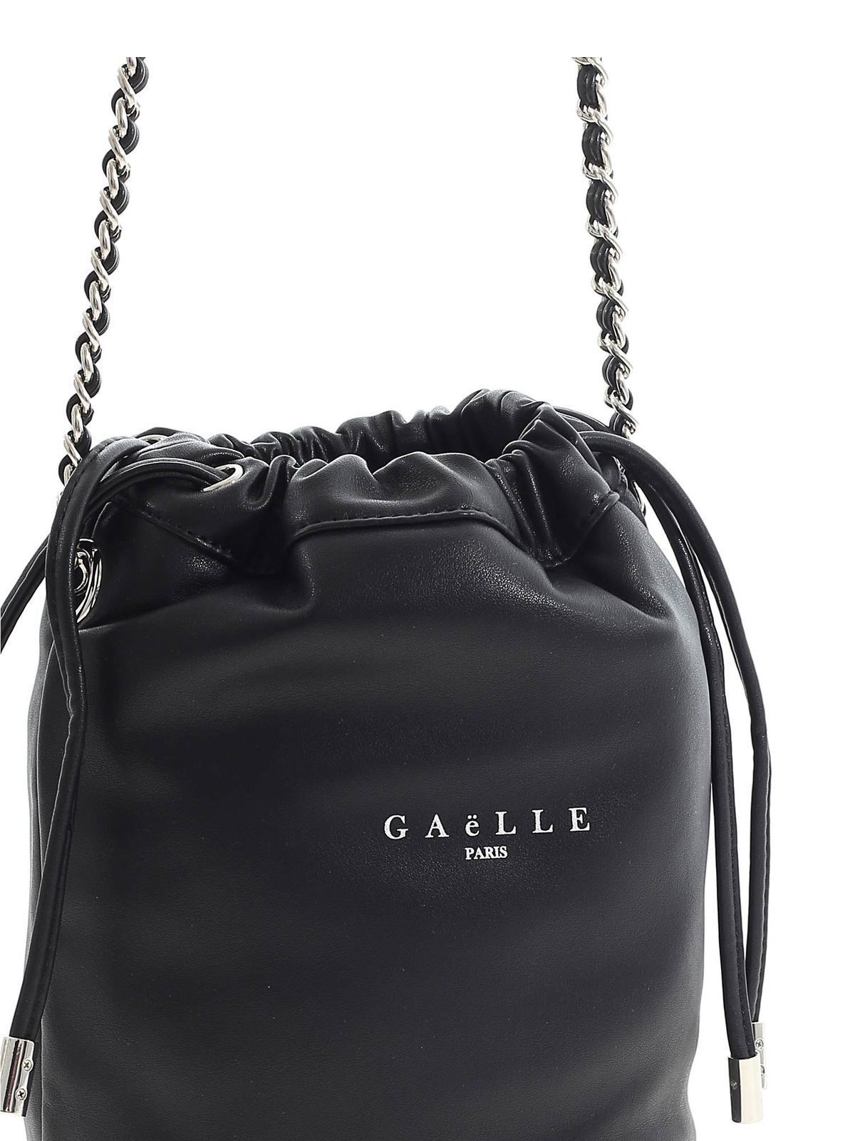 Bucket bags Gaelle Paris - Metal chain shoulder strap bucket in black ...