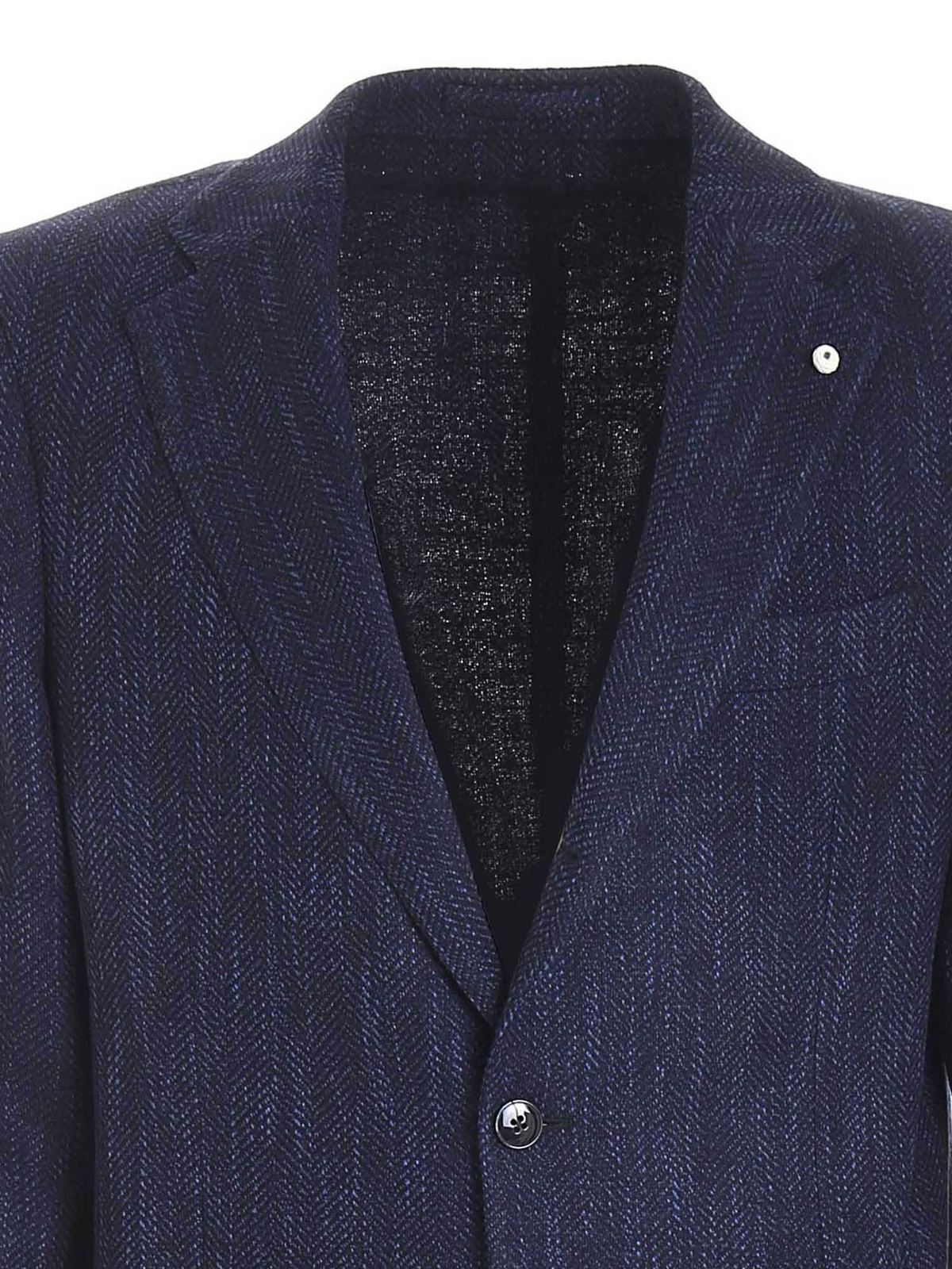 blue herringbone jacket