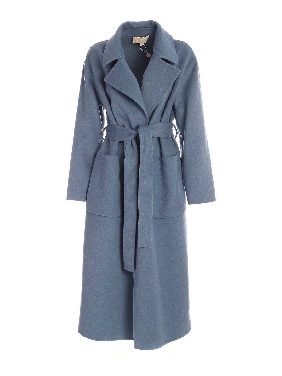 Long coats Michael Kors - Belted coat in Dark Chambray ...