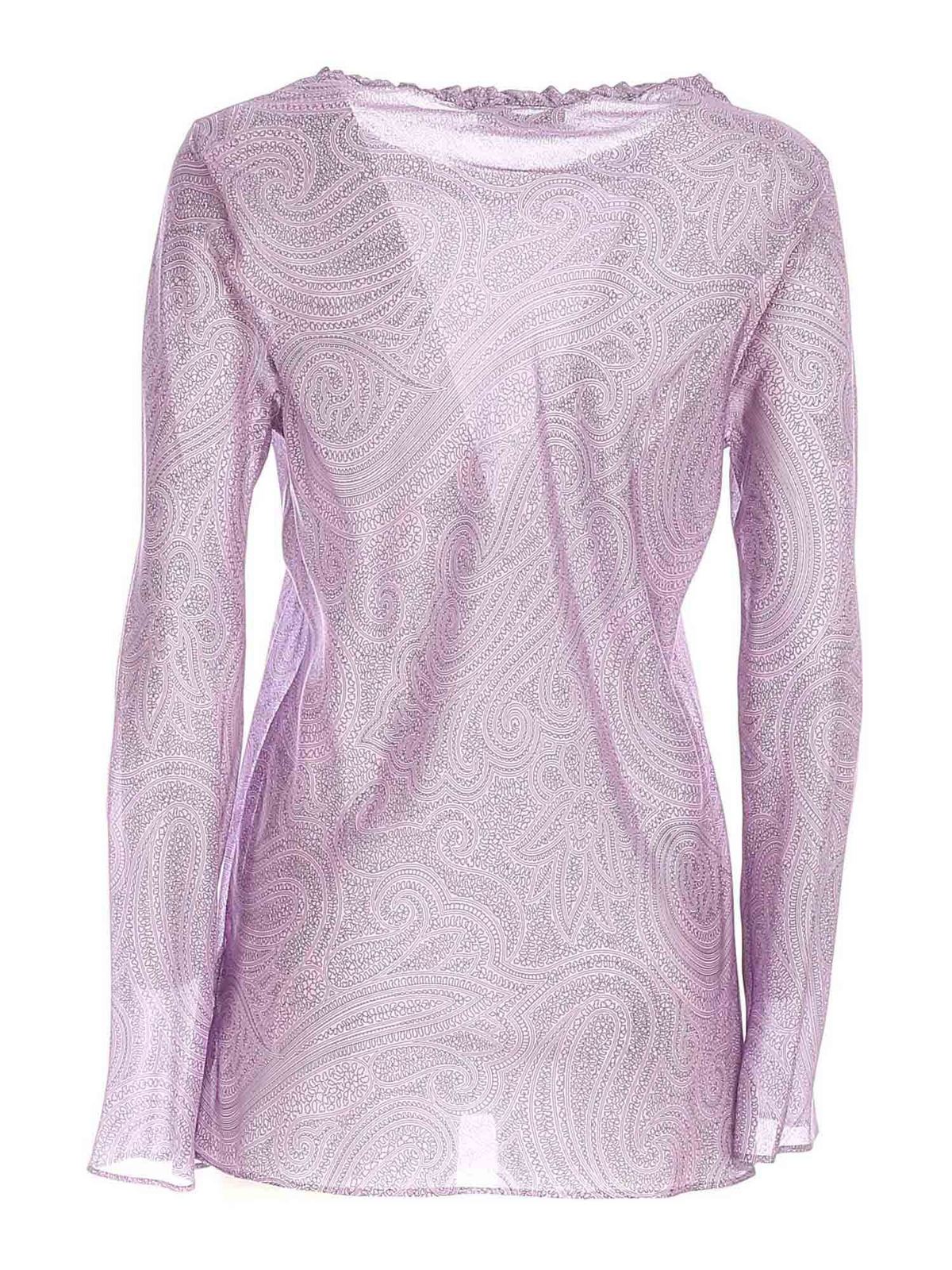 Blouses Le Tricot Perugia - Cashmere print blouse in purple - 6615473277483