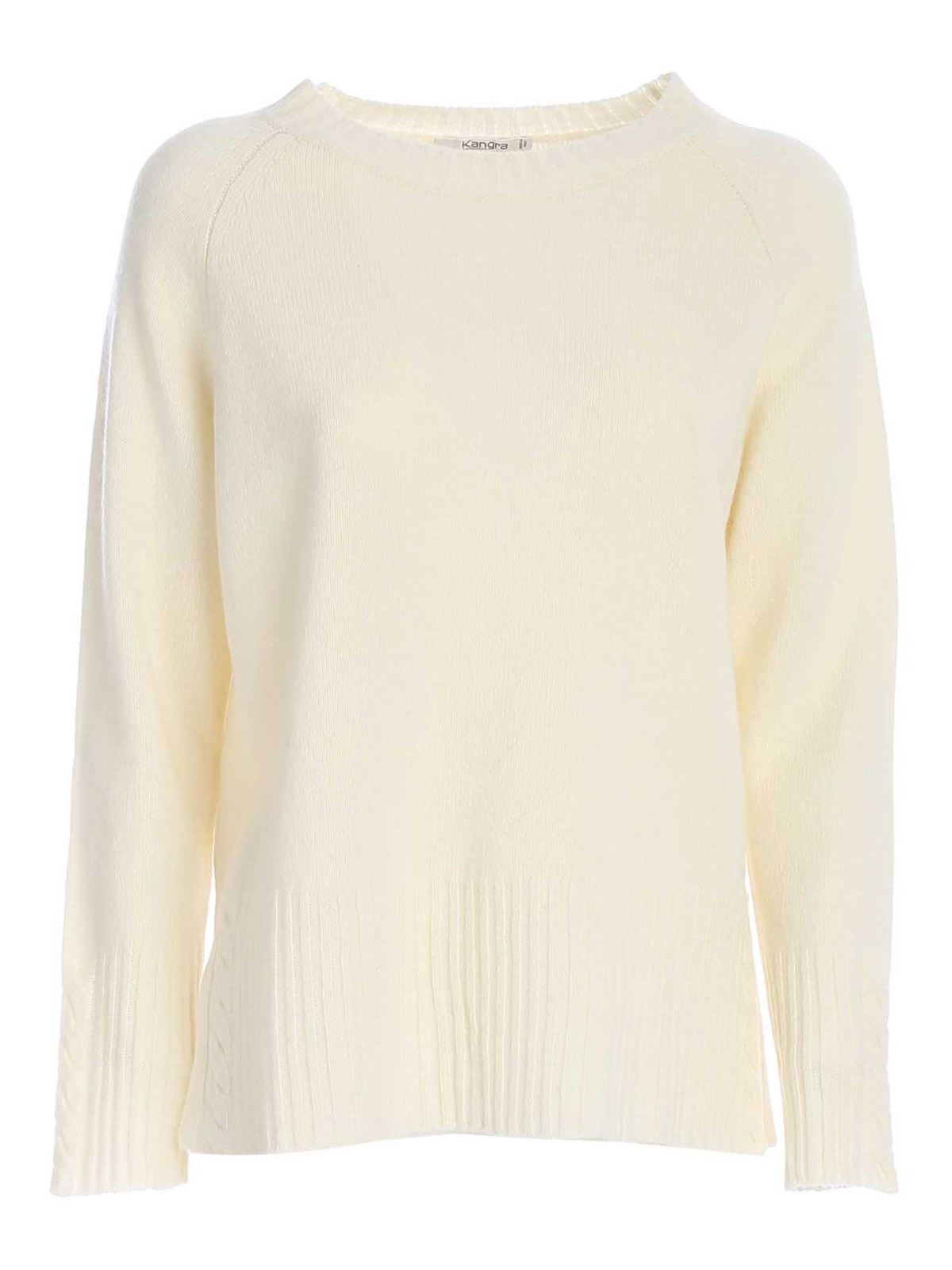 Crew necks Kangra Cashmere - Vents detailed sweater in cream color ...