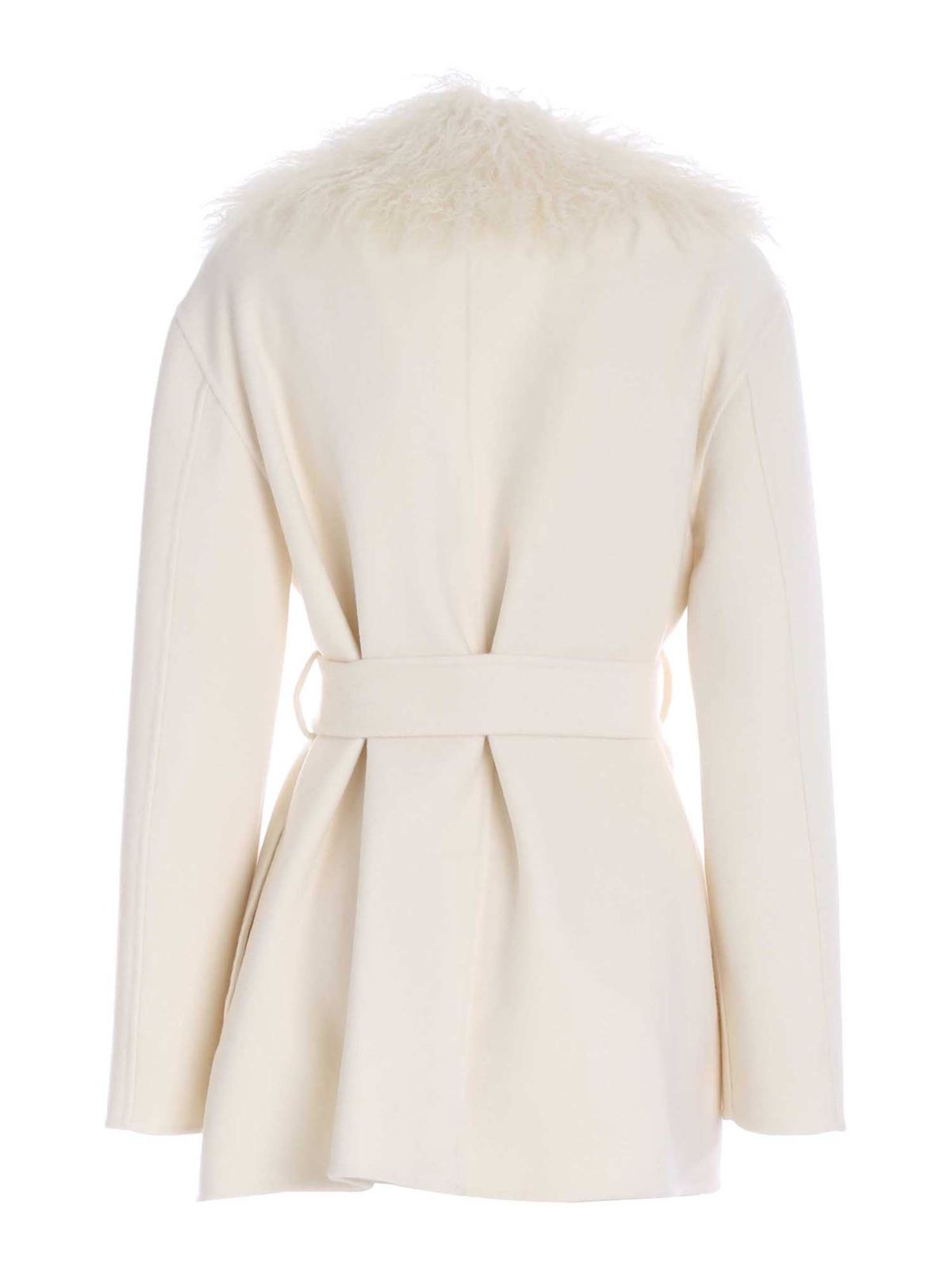 ivory coat with fur collar