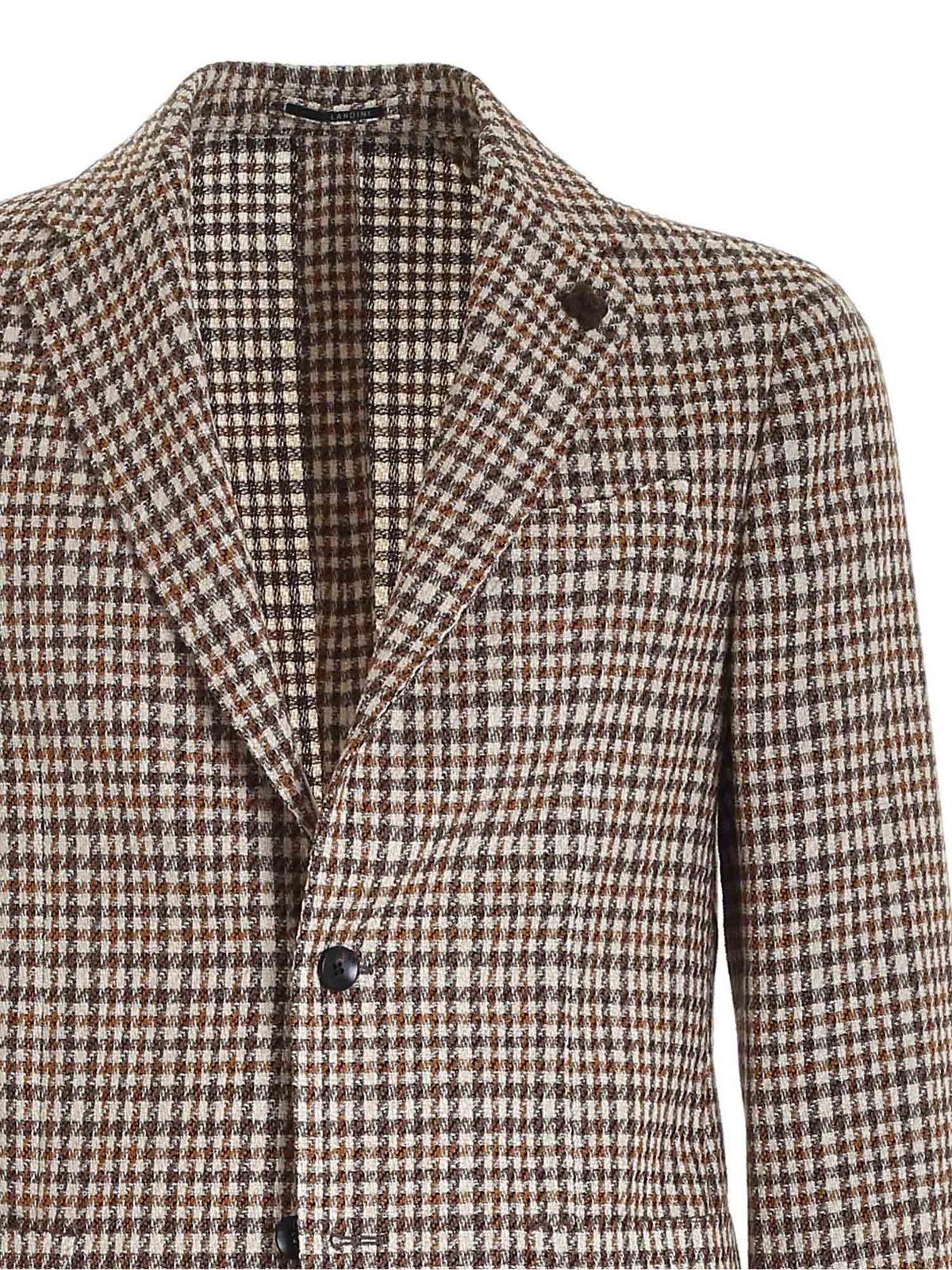 Blazers Lardini - Logo pin blazer in brown - IP902AE43IPA57537150SE