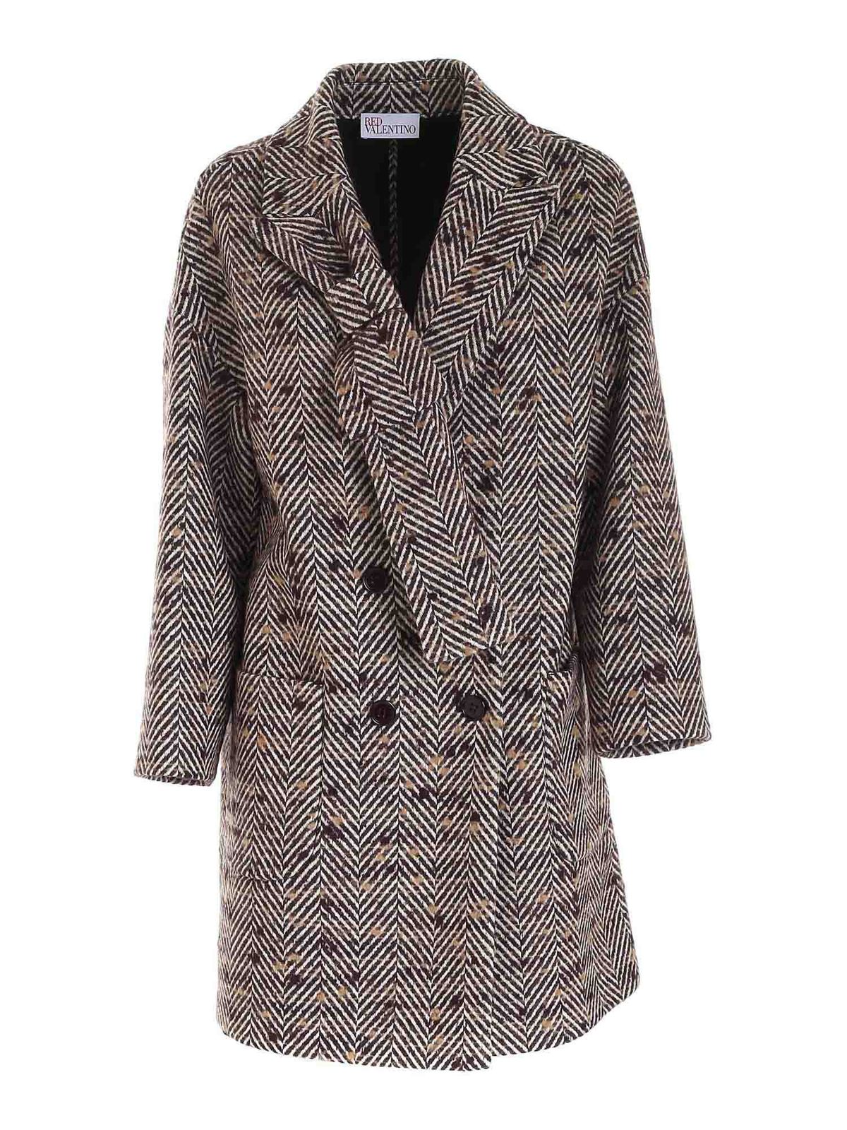 red herringbone coat