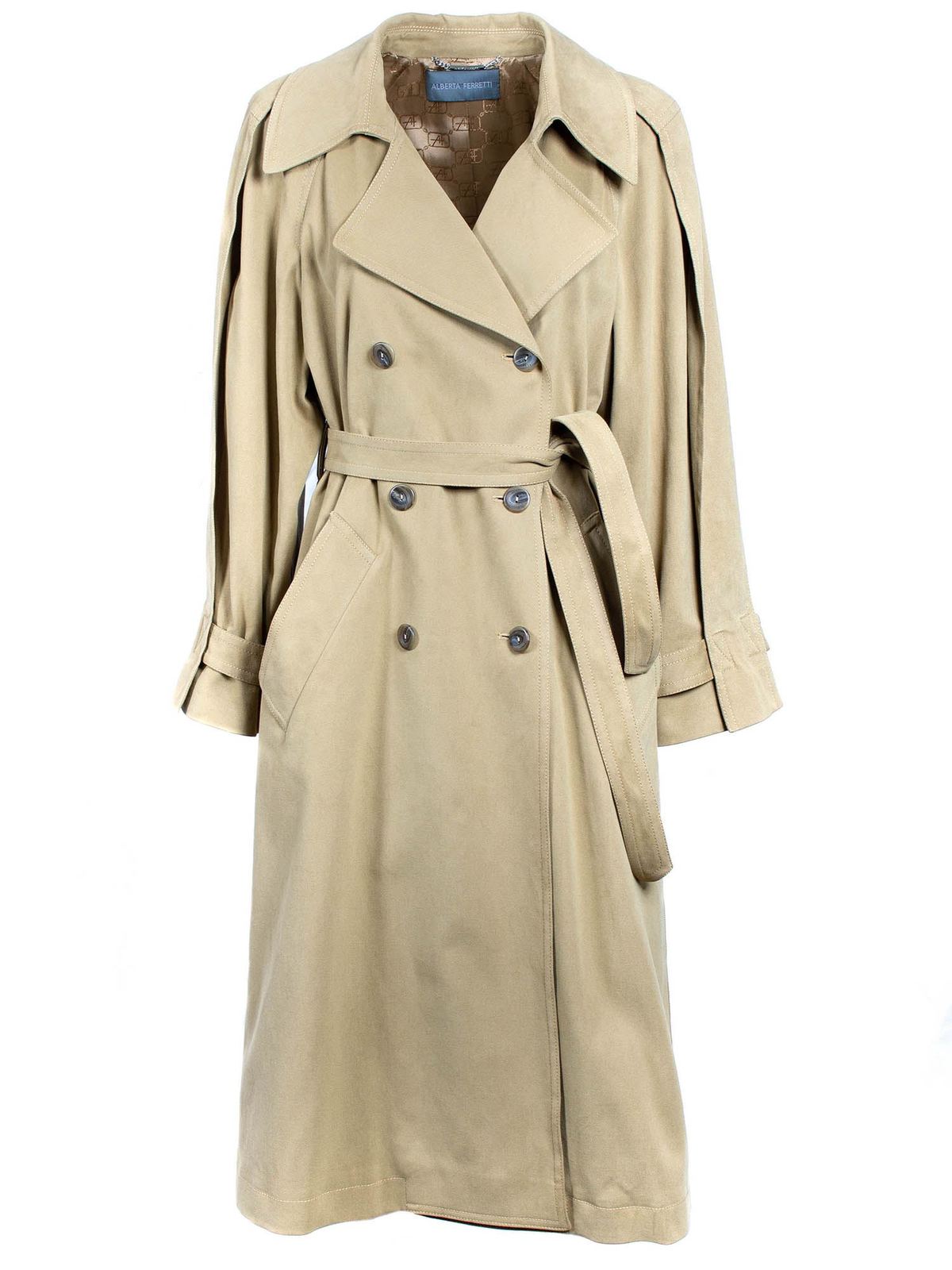 Trench coats Alberta Ferretti - Double-breasted trench coat in beige ...
