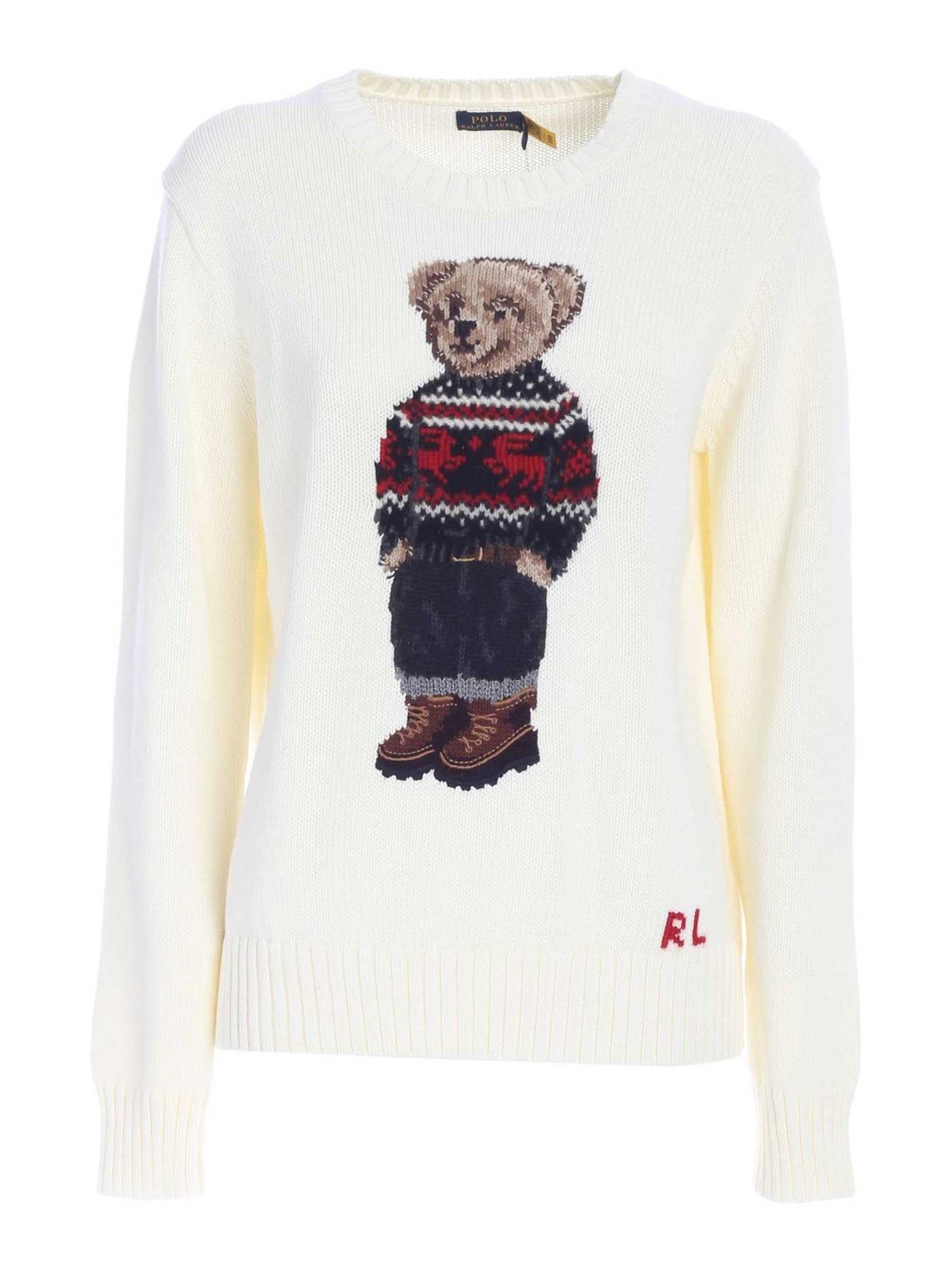 attribut Perennial større Crew necks Polo Ralph Lauren - Ski Polo Bear sweater in cream color -  211847029001