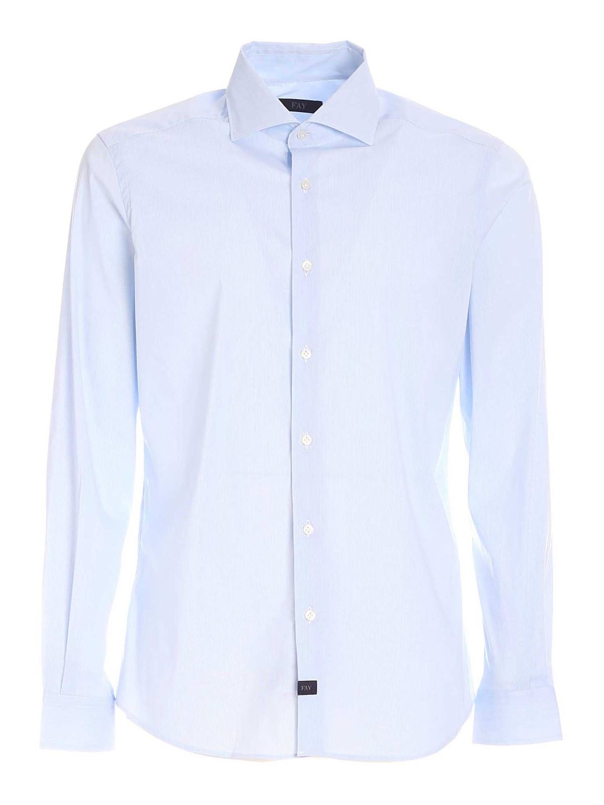 Shirts Fay - French collar stretch shirt in light blue - NCMA143259SSFQ017D