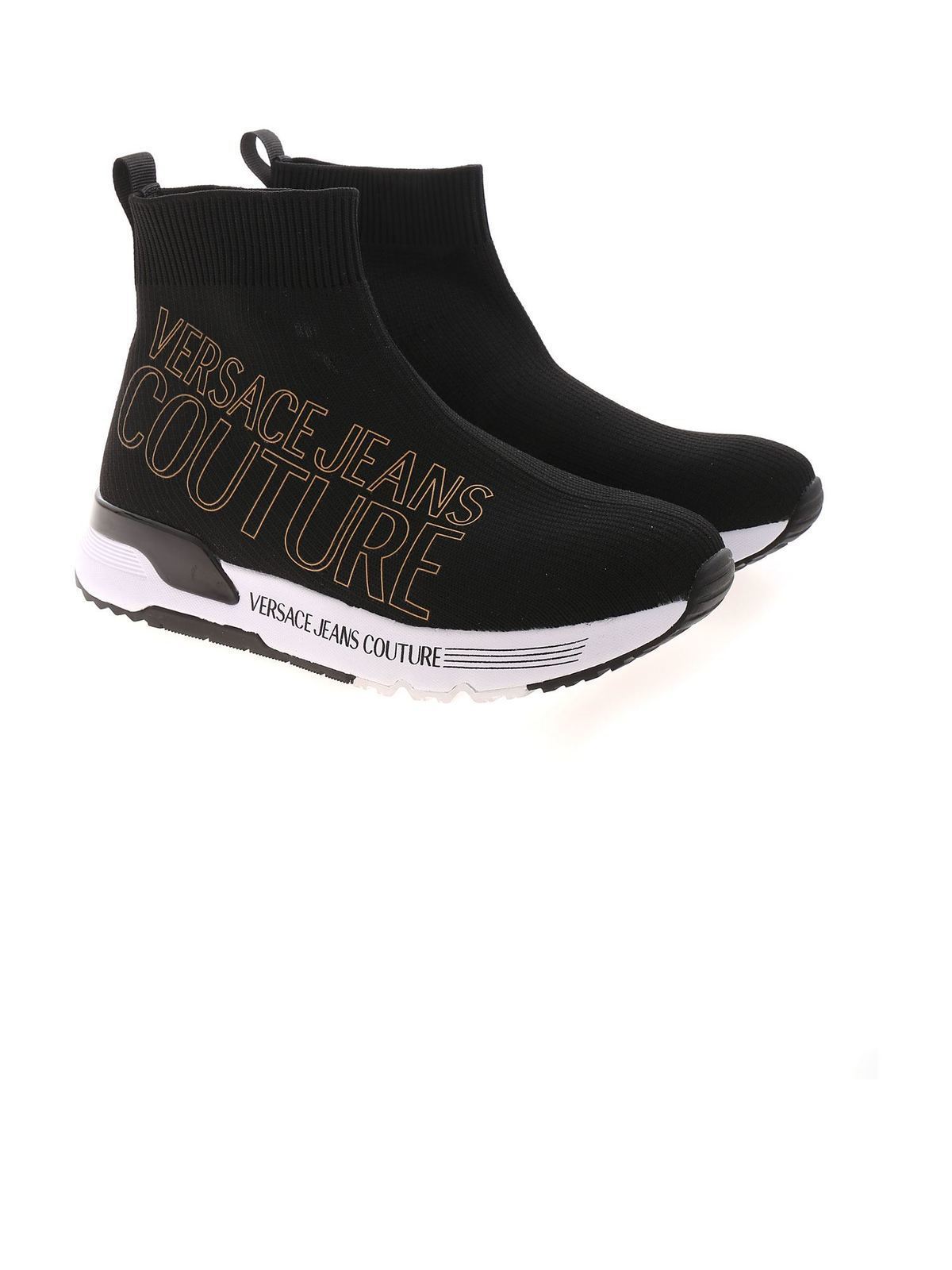 Whitney lichten Eenvoud Trainers Versace Jeans Couture - Black sock sneakers with logo print -  71VA3SA1ZS016899