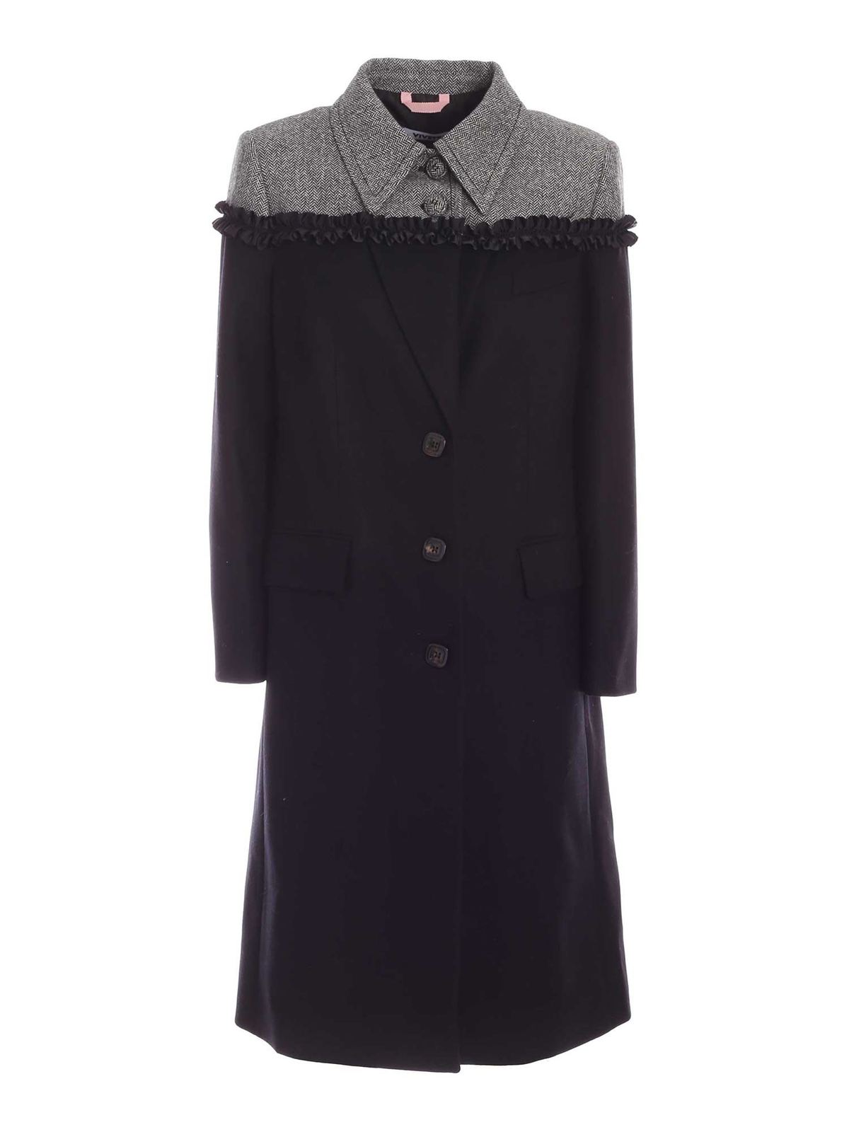 Long coats Vivetta Herringbone detailed coat in black