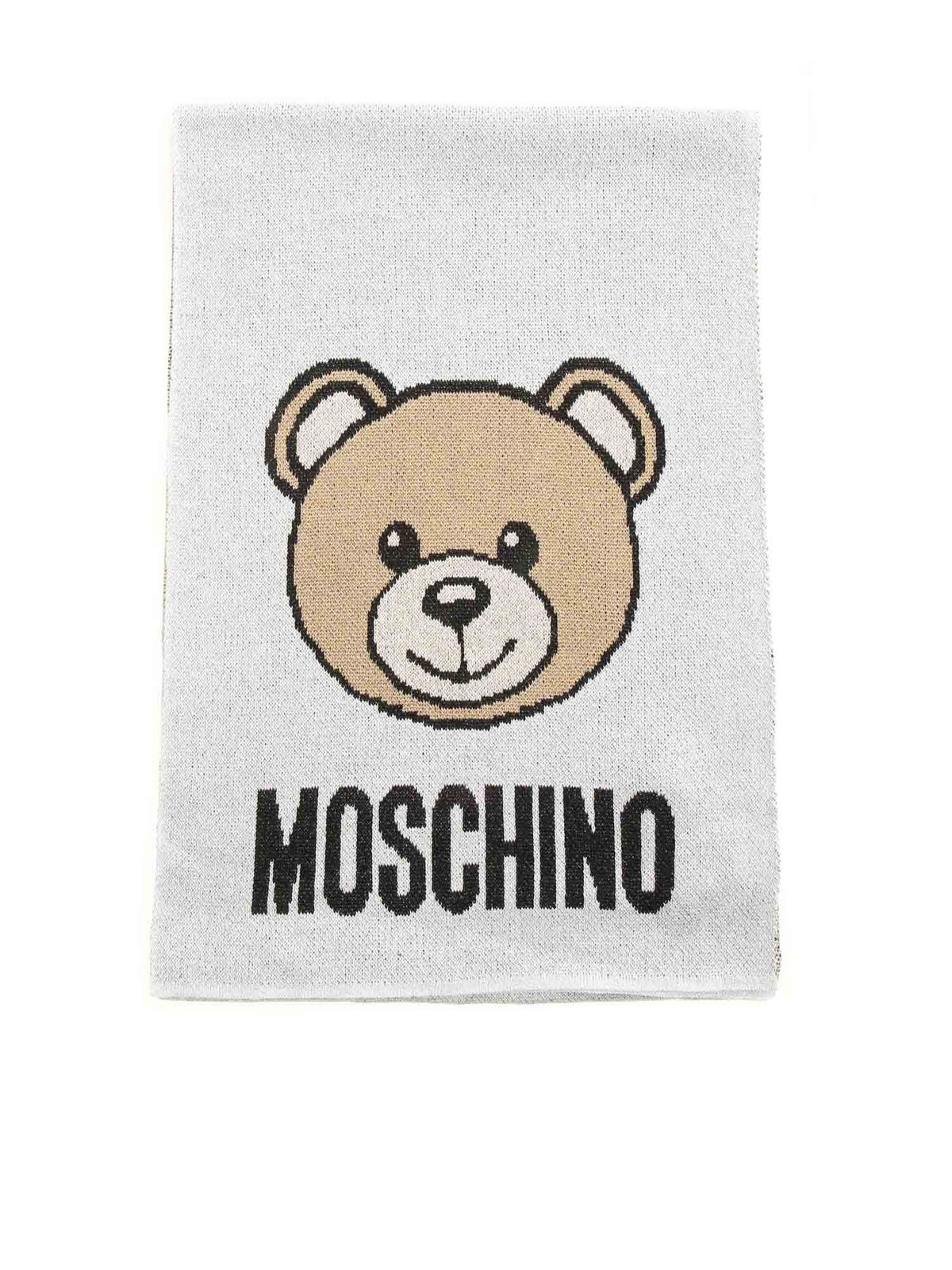 Scarves Moschino - Teddy bear silver lamè scarf - 30666M2345001