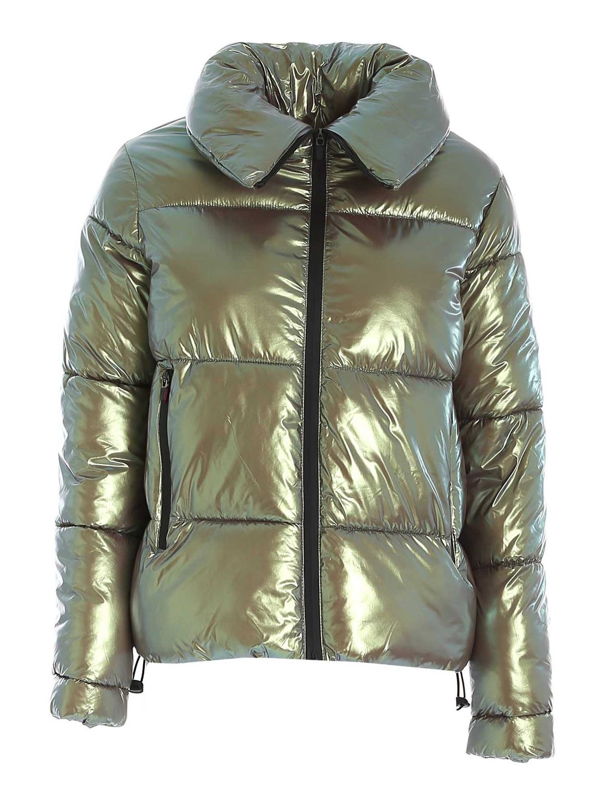 Padded coats Canadian - Quilted holographic down jacket in green ...