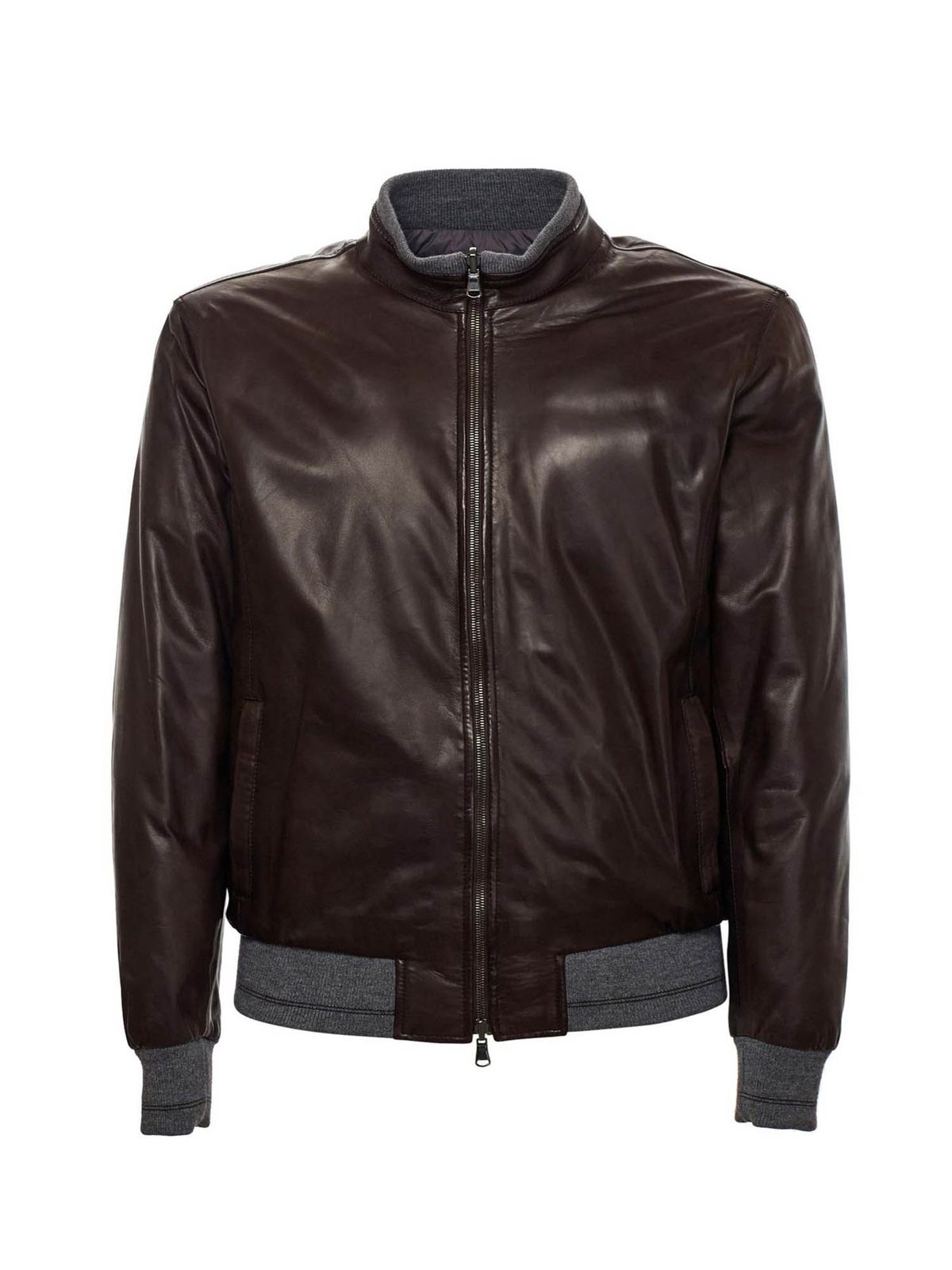 Leather jacket Barba - Fox padded bomber in brown - FOXREVLT400100