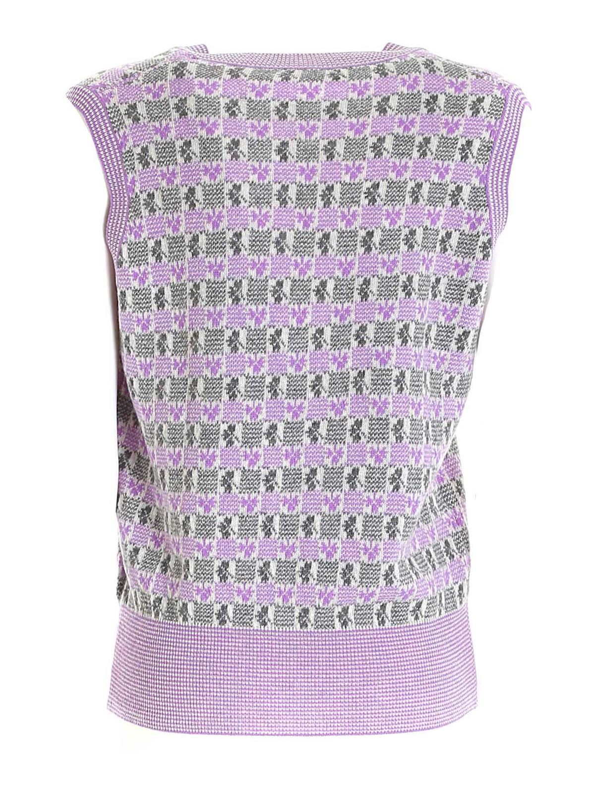 V necks Malo - Jacquard vest in purple - DXI006FCC14EL992 | iKRIX.com