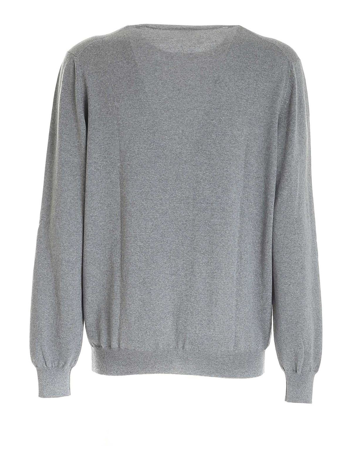 Crew necks Fay - Lightweight sweater in gray - NMMC1432420CQTB207
