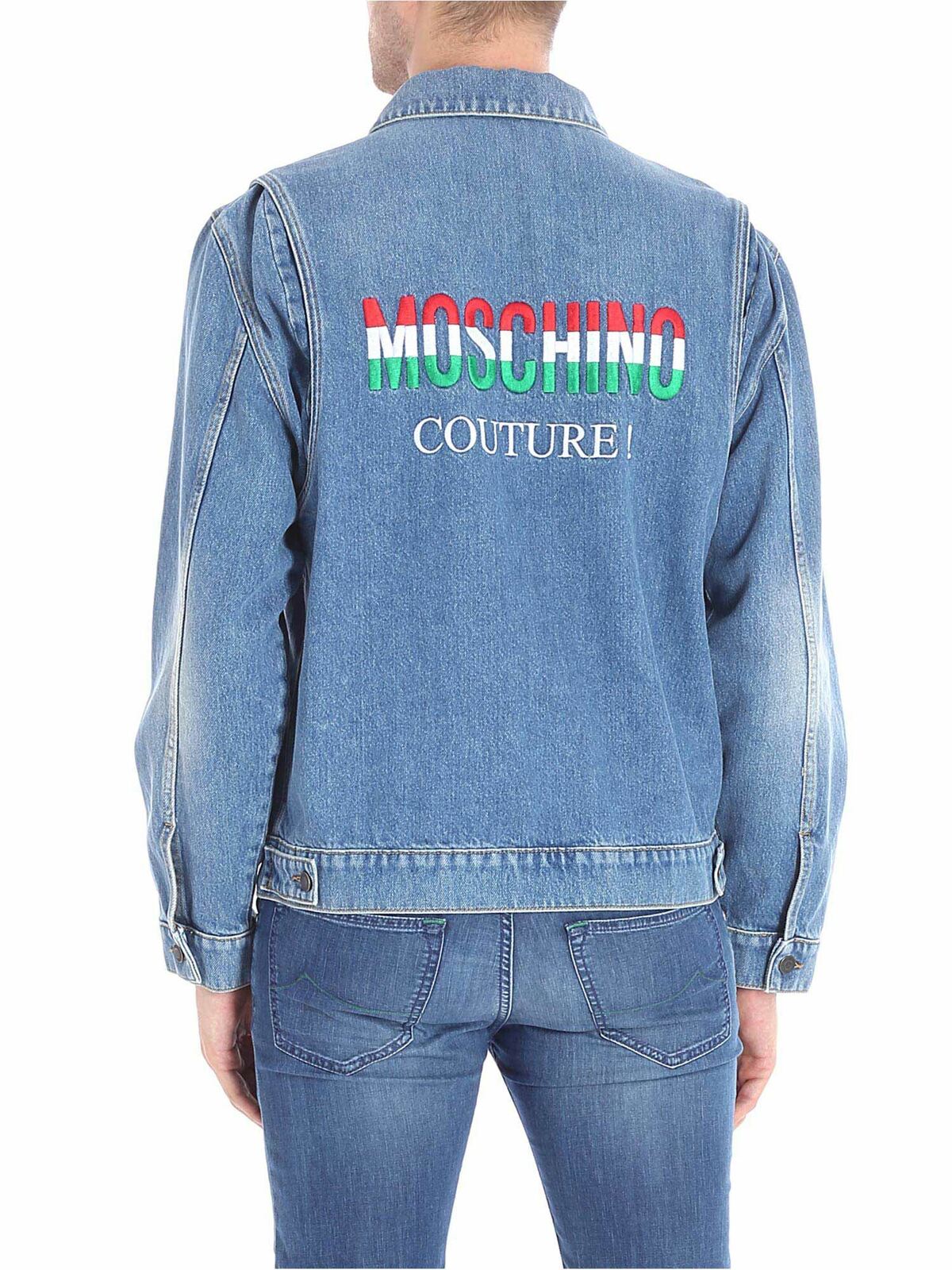 maak het plat Verslaafde fluiten Casual jackets Moschino - Denim jacket with logo embroidery - 061452251295
