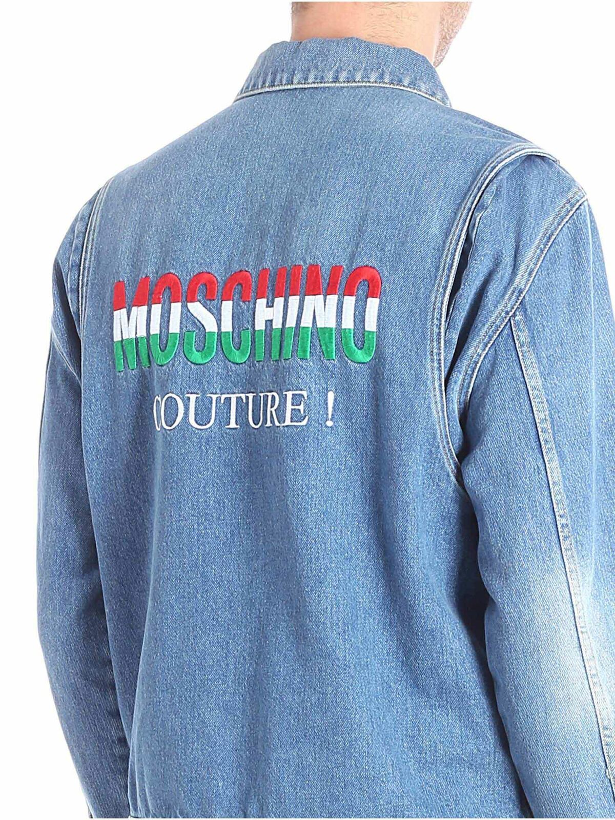 maak het plat Verslaafde fluiten Casual jackets Moschino - Denim jacket with logo embroidery - 061452251295