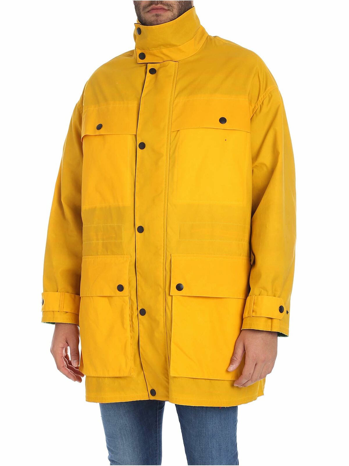 Knee length coats Kenzo - Yellow fabric coat - 5OU2051MH39 | iKRIX.com