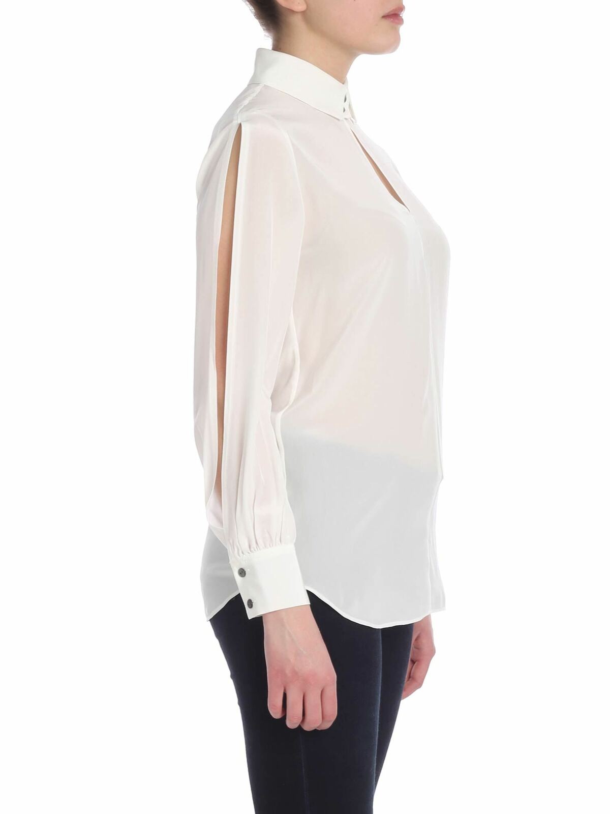 Blouses Karl Lagerfeld - Karl Collar Blouse In Ivory Silk - 91KW1607110