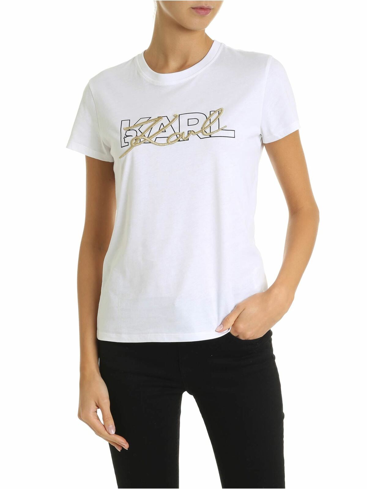 T-shirts Karl Lagerfeld - Double logo T-shirt in white - 96KW1709