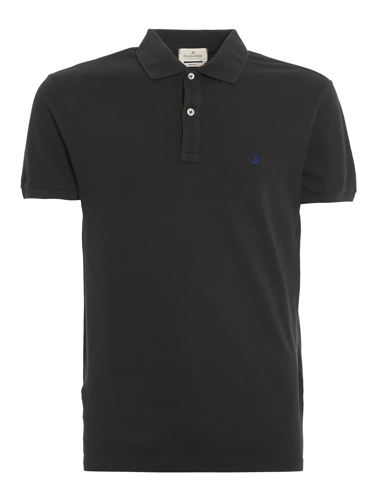 Brooksfield Logo Embroidery Polo In Black