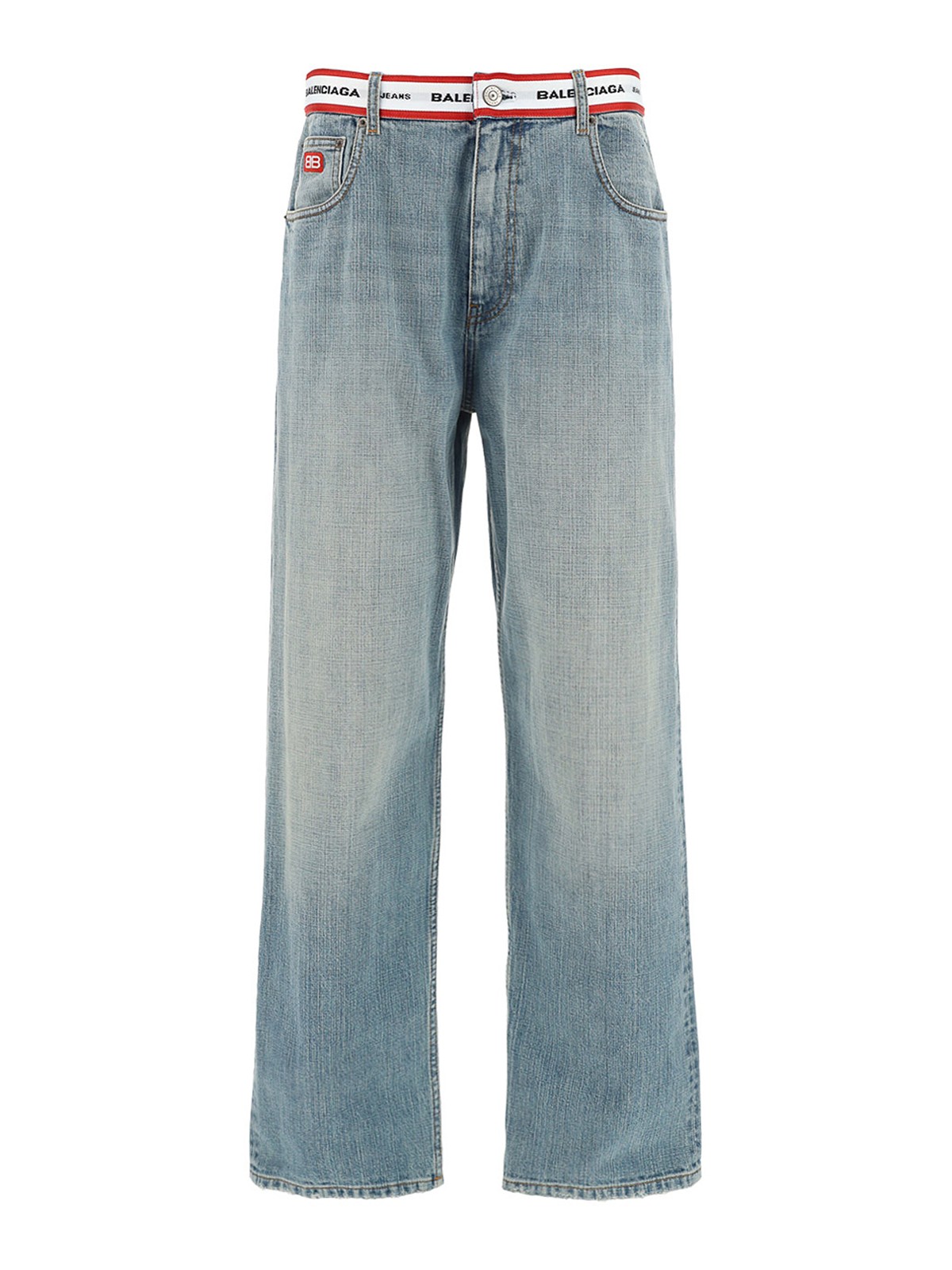 Straight leg jeans Balenciaga Logo tape high waist jeans